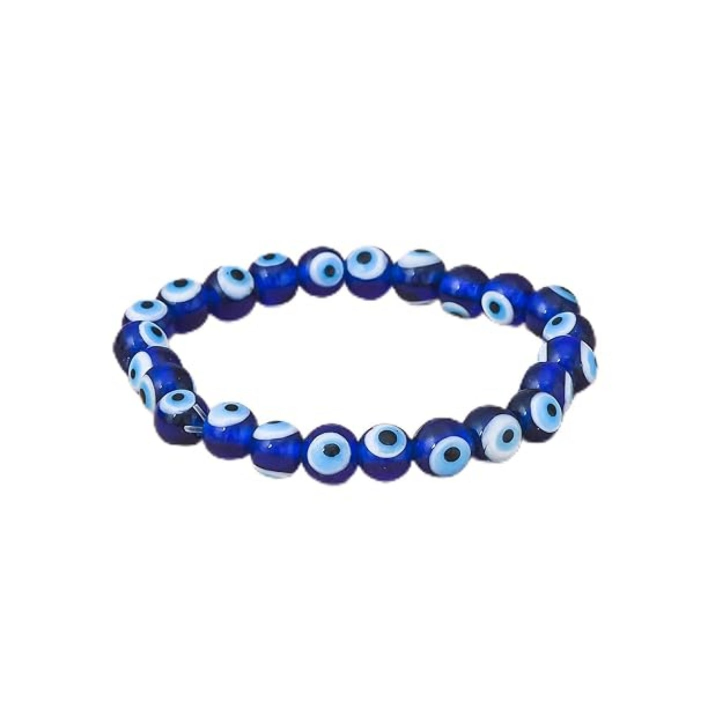 Brhmagyaan Evil Eye Blue Glass Bead Stretch Bracelet – Handmade Protection & Good Luck Charm
