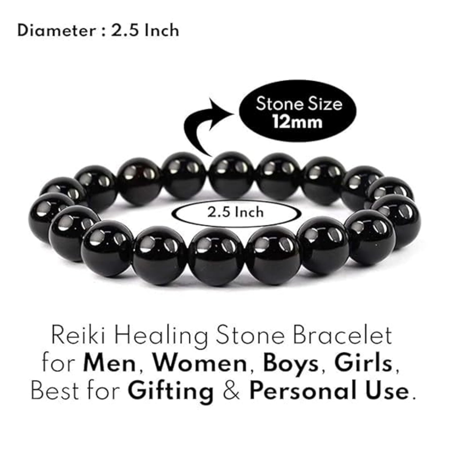 BRAHMAGYAAN Natural Black Onyx Bracelet – Handmade Black Onyx Gemstone Bead Stretch Bracelet for Strength, Confidence & Everyday Elegance