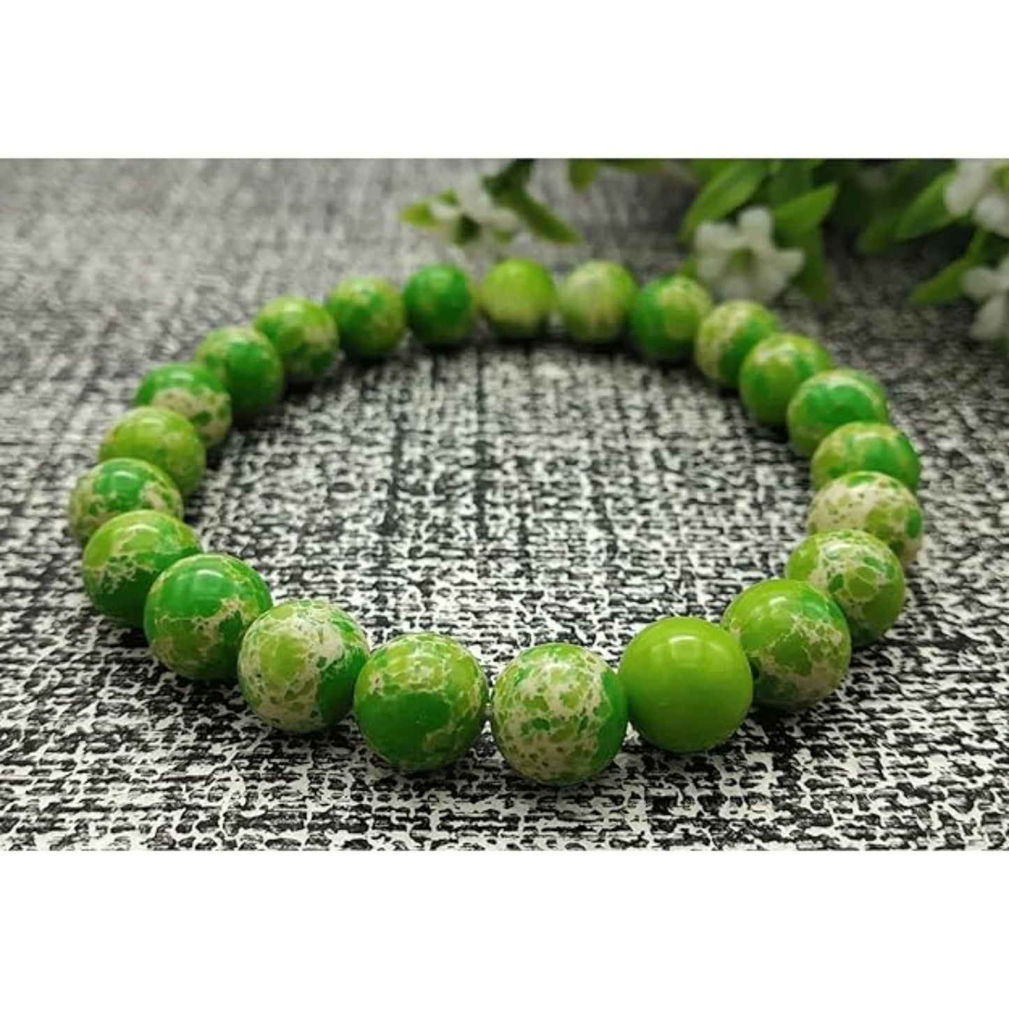 BRAHMAGYAAN Natural Green Imperial Jasper Bracelet – Handmade Green Gemstone Bead Stretch Bracelet for Harmony, Strength & Everyday Elegance
