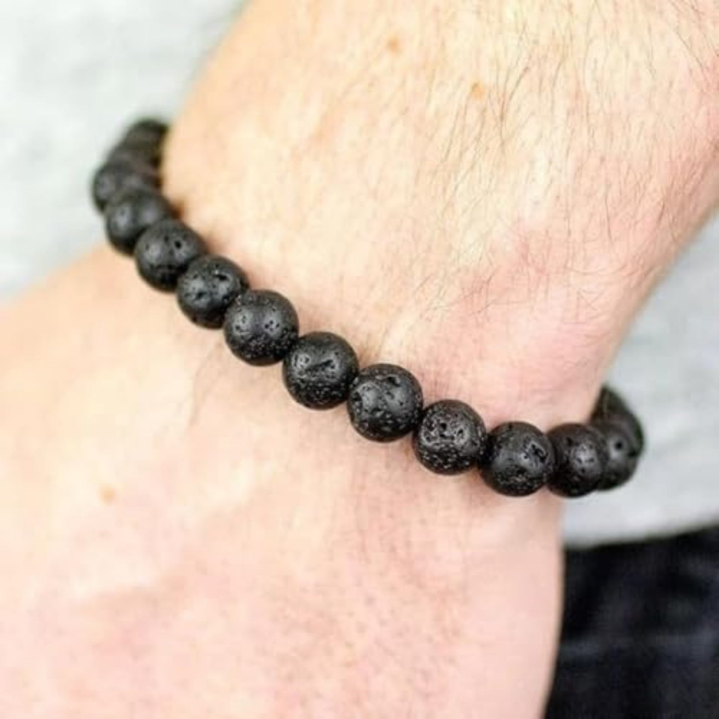 BRAHMAGYAAN Natural Lava Stone Bracelet – Handmade Black Lava Stone Bead Stretch Bracelet for Strength, Grounding & Everyday Elegance
