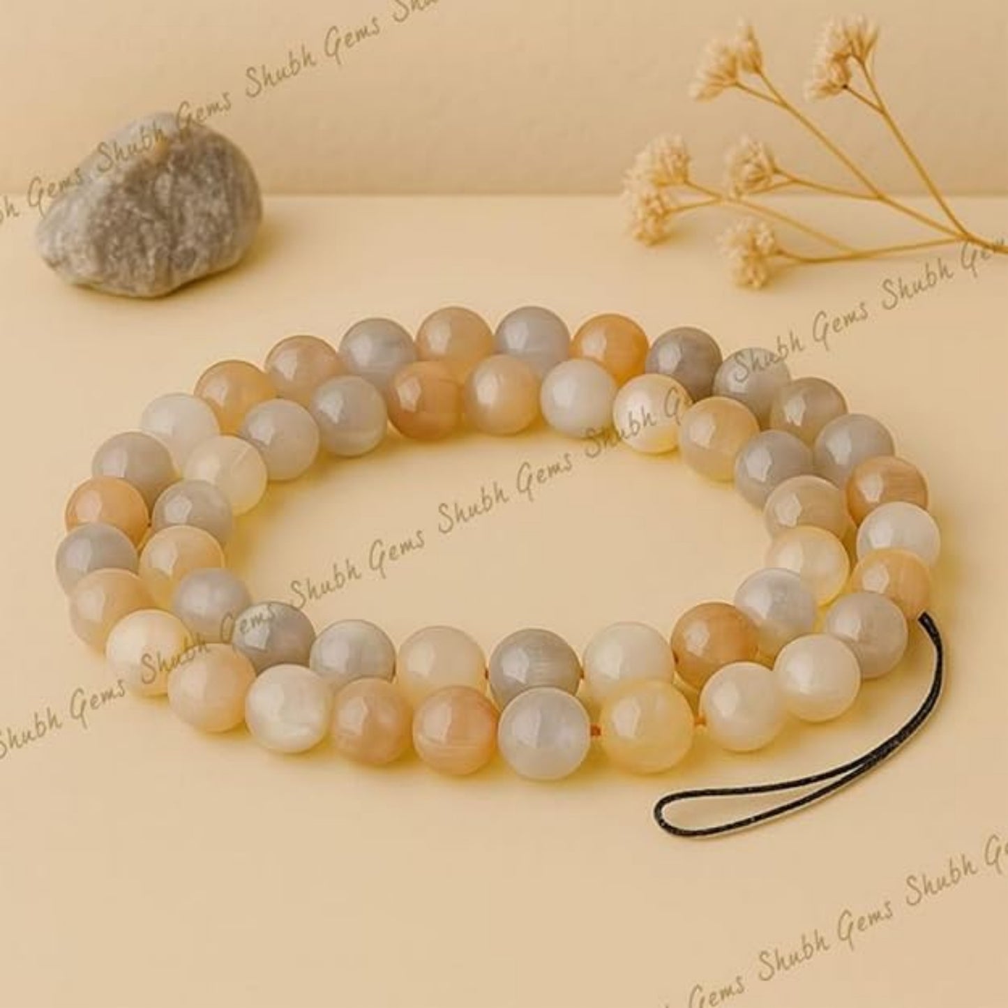BRAHMAGYAAN Natural Multi Moonstone Bracelet – Handmade Multi-Color Moonstone Bead Stretch Bracelet for Balance, Intuition & Everyday Elegance