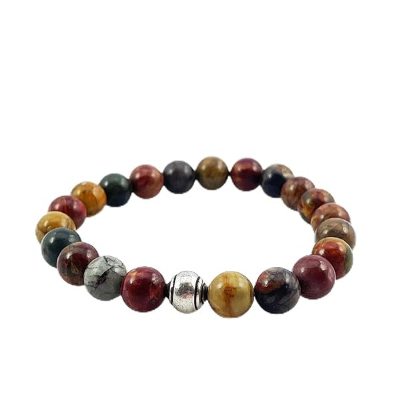 BRAHMAGYAAN Natural Picasso Jasper Bracelet – Handmade Picasso Jasper Gemstone Bead Stretch Bracelet for Creativity, Balance & Everyday Elegance