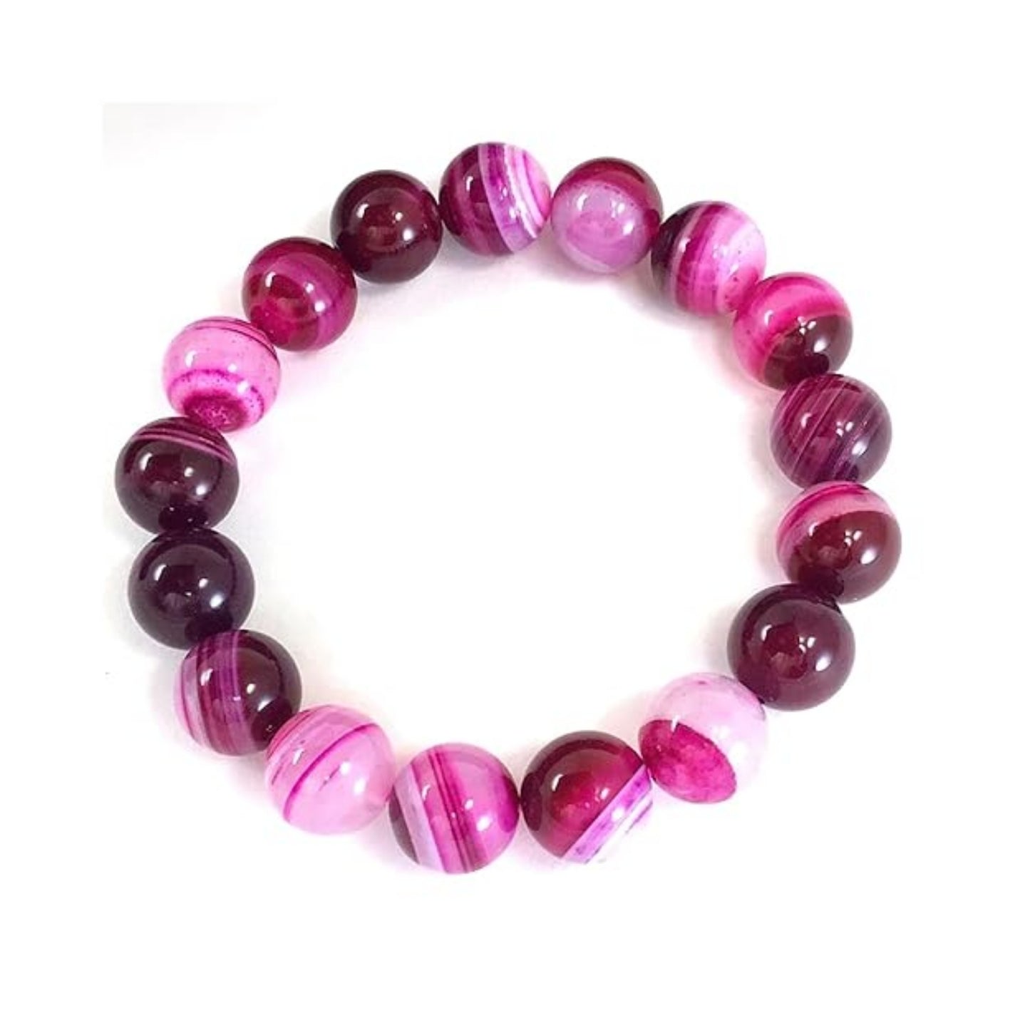 BRAHMAGYAAN Natural Pink Onyx Bracelet – Handmade Pink Onyx Gemstone Bead Stretch Bracelet for Love, Harmony & Everyday Elegance