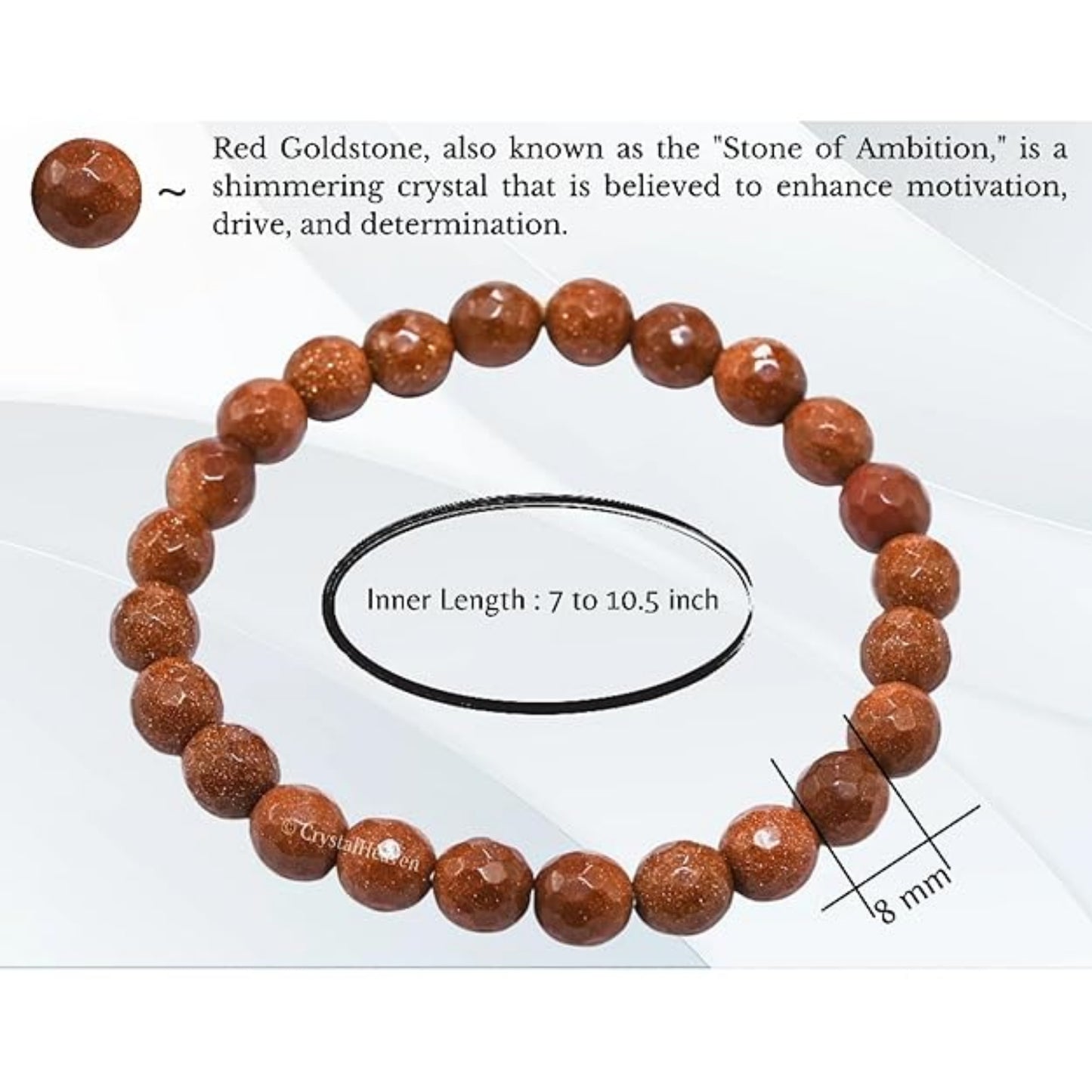 BRAHMAGYAAN Red Goldstone Bracelet – Handmade Sparkling Red Goldstone Bead Stretch Bracelet for Ambition, Confidence & Everyday Elegance