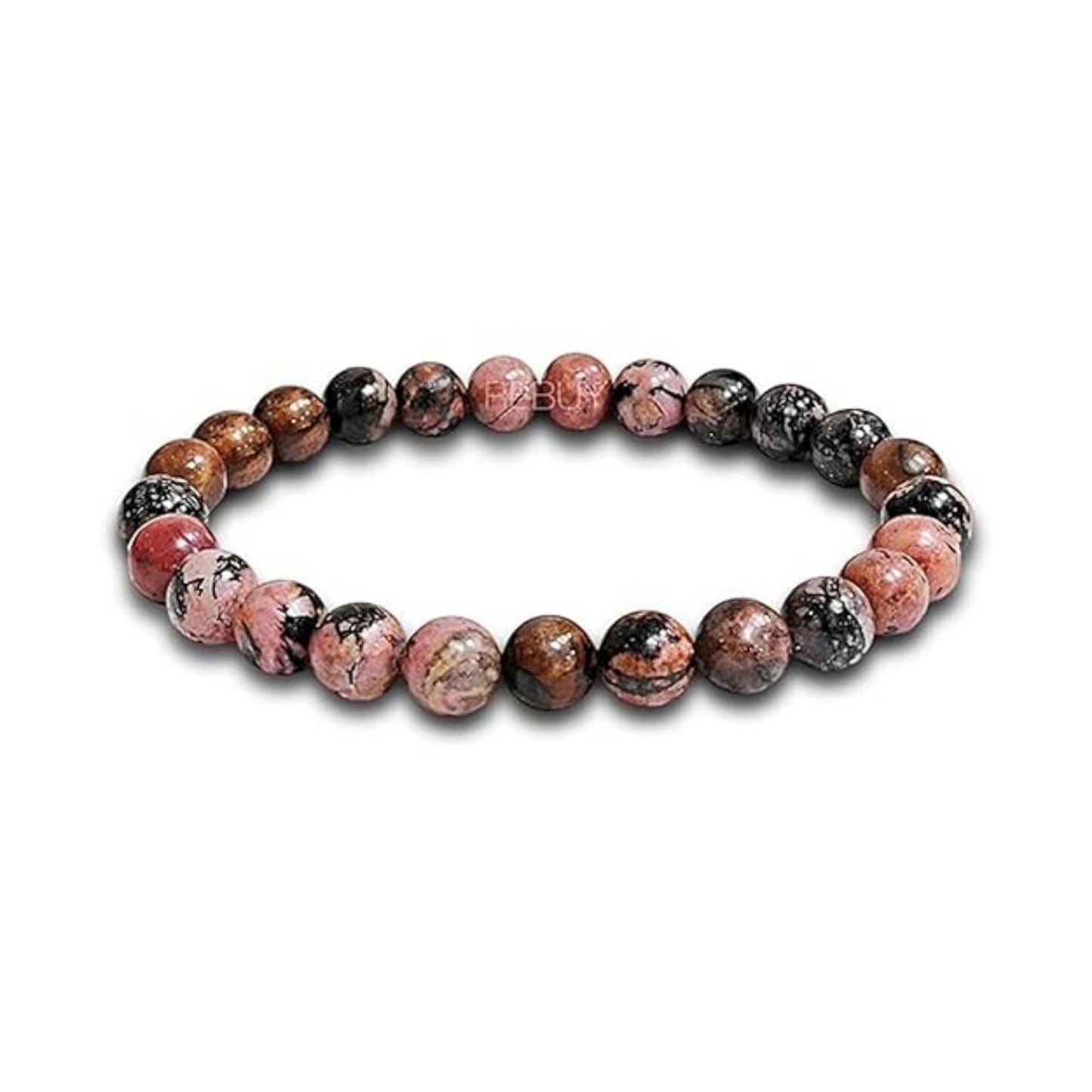 BRAHMAGYAAN Natural Rhodonite Bracelet – Handmade Rhodonite Gemstone Bead Stretch Bracelet for Compassion, Balance & Everyday Elegance