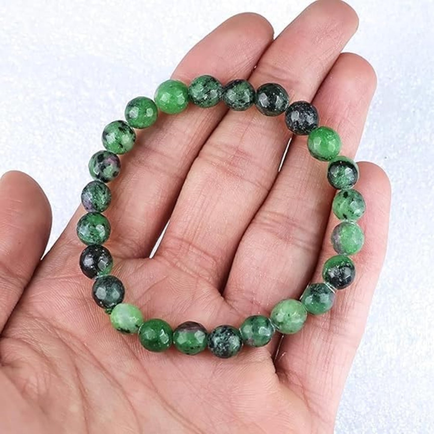 BRAHMAGYAAN Natural Ruby Zoisite Bracelet – Handmade Ruby Zoisite Gemstone Bead Stretch Bracelet for Vitality, Growth & Everyday Elegance