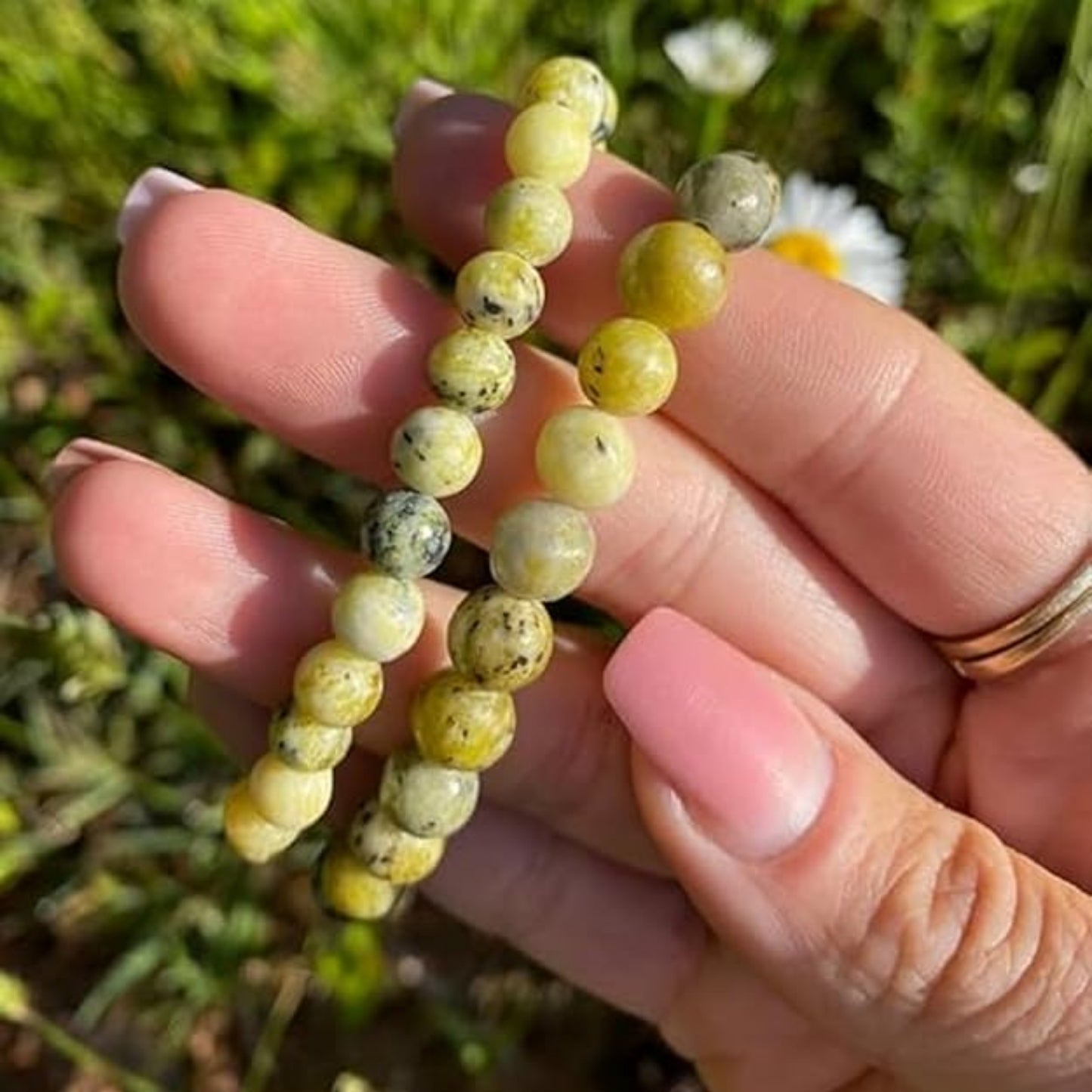BRAHMAGYAAN Natural Serpentine Bracelet – Handmade Serpentine Gemstone Bead Stretch Bracelet for Balance, Growth & Everyday Elegance