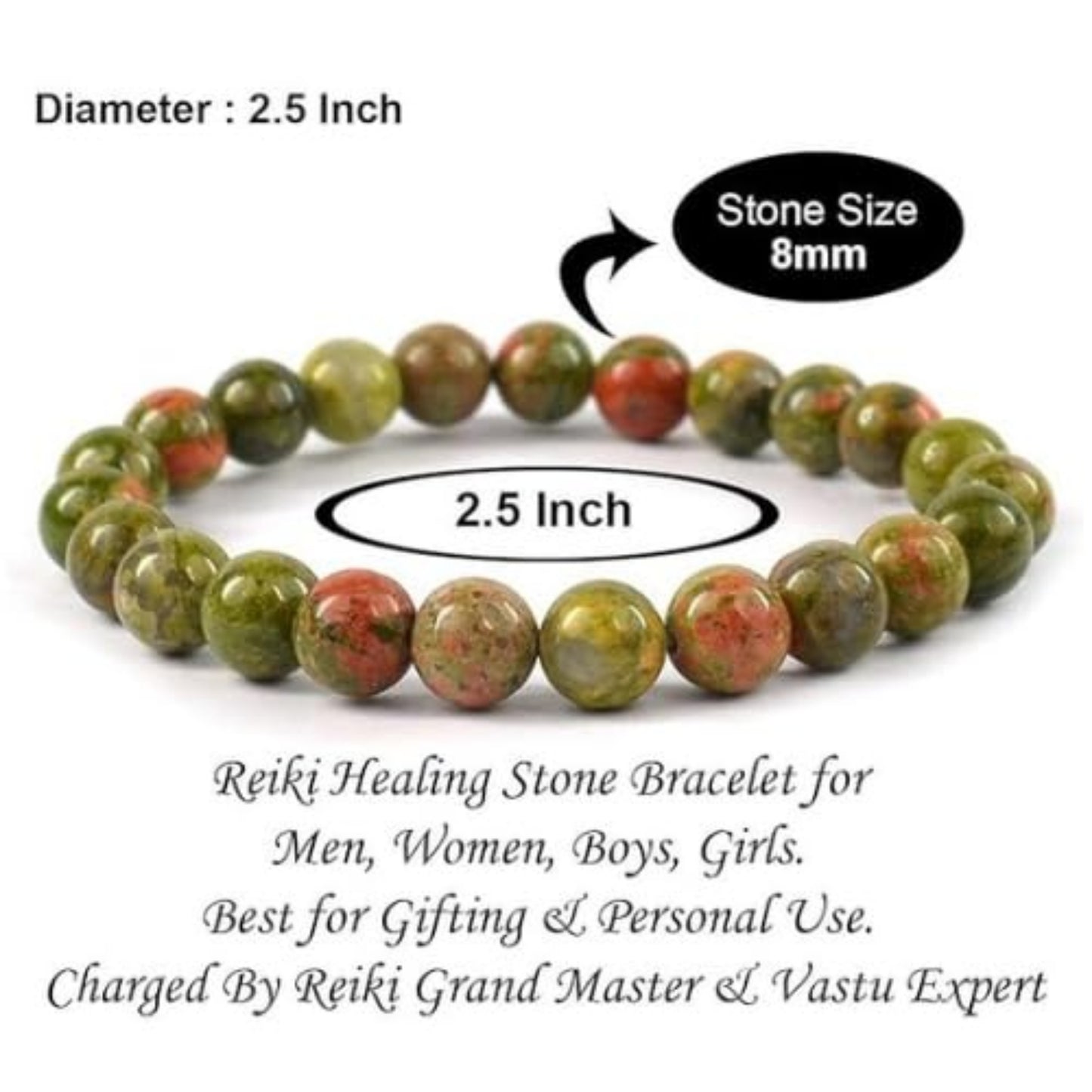 BRAHMAGYAAN Natural Unakite Bracelet – Handmade Unakite Gemstone Bead Stretch Bracelet for Balance, Growth & Everyday Elegance