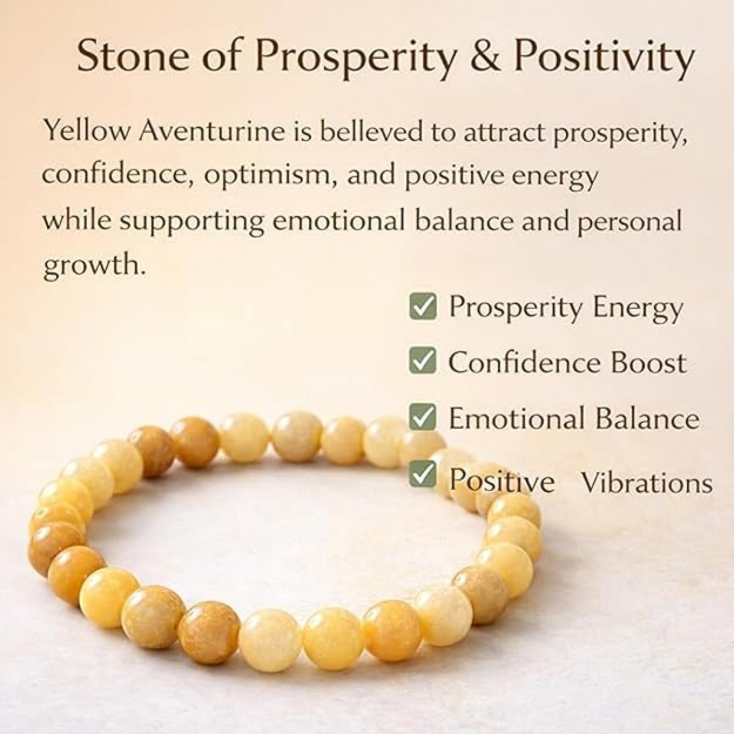 BRAHMAGYAAN Natural Yellow Aventurine Bracelet – Handmade Yellow Gemstone Bead Stretch Bracelet for Confidence, Optimism & Everyday Elegance