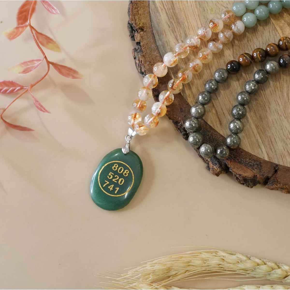 Brhmagyaan Brhmagyaan Money Magnet Fusion with Zibu Pendant Pyrite Tiger Eye Tiger's Eye, Citrine Stone Necklace