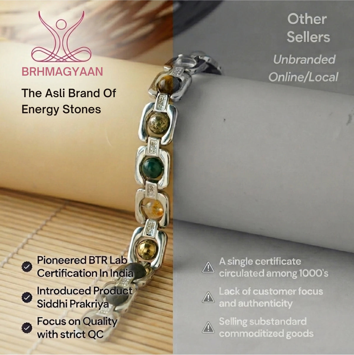 Brhmagyaan Pyrite, Hematite, Green Aventurine, Tiger's Eye, Citrine, Green Jade Jade Bracelet