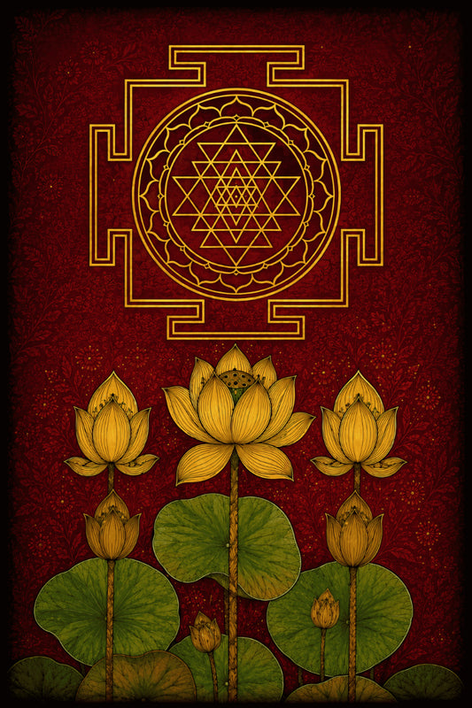Brhmagyaan Shri Yantra with Lotus – Sacred Vastu Painting for North-East Direction | Divine Prosperity & Positive Energy