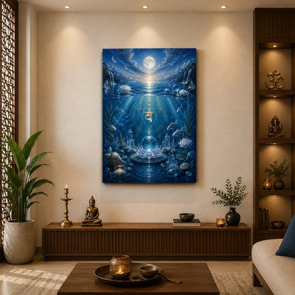 Brhmagyaan Shri Kamal Painting – Elegant Lotus Flower Wall Art for Home, Living Room, Bedroom, Office & Spiritual Décor