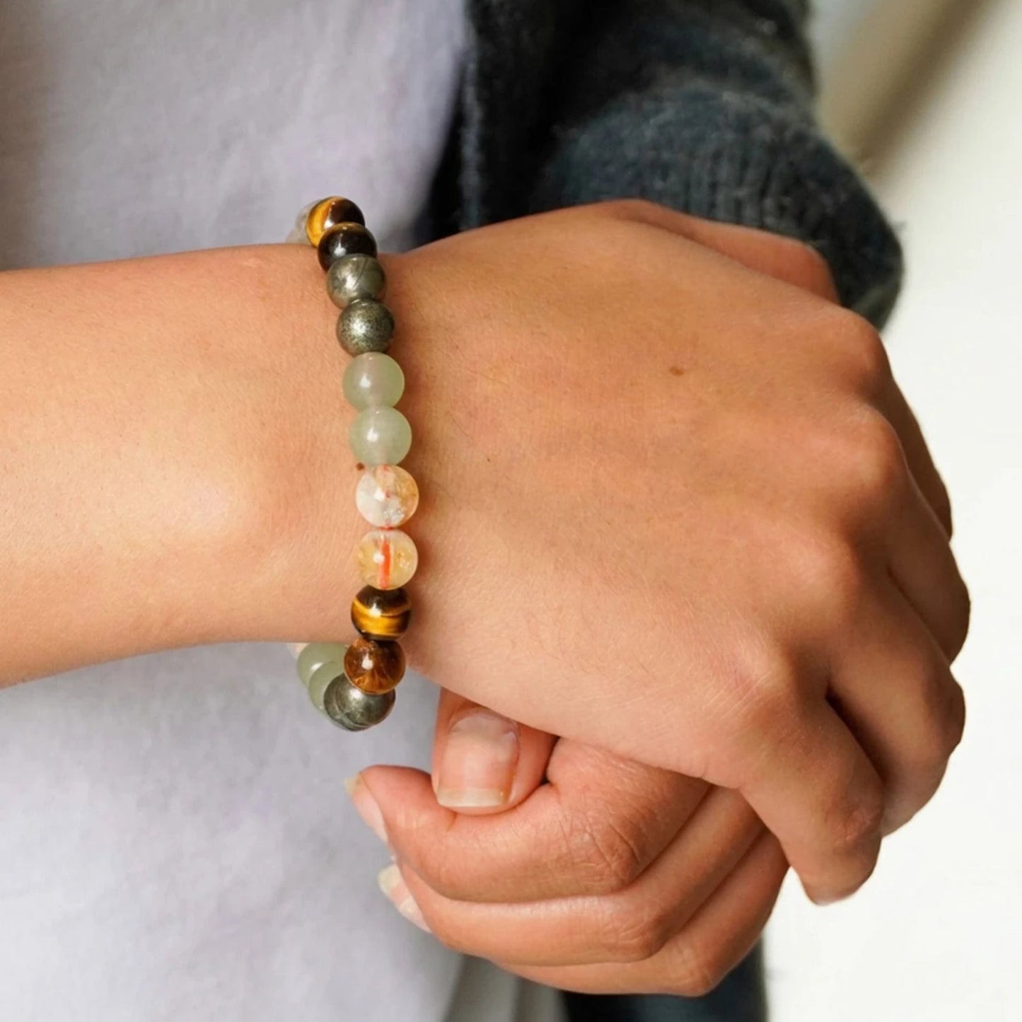 BRAHMAGYAAN 5 Beads Bracelet – Handmade Minimalist Bead Stretch Bracelet for Balance, Style & Everyday Elegance