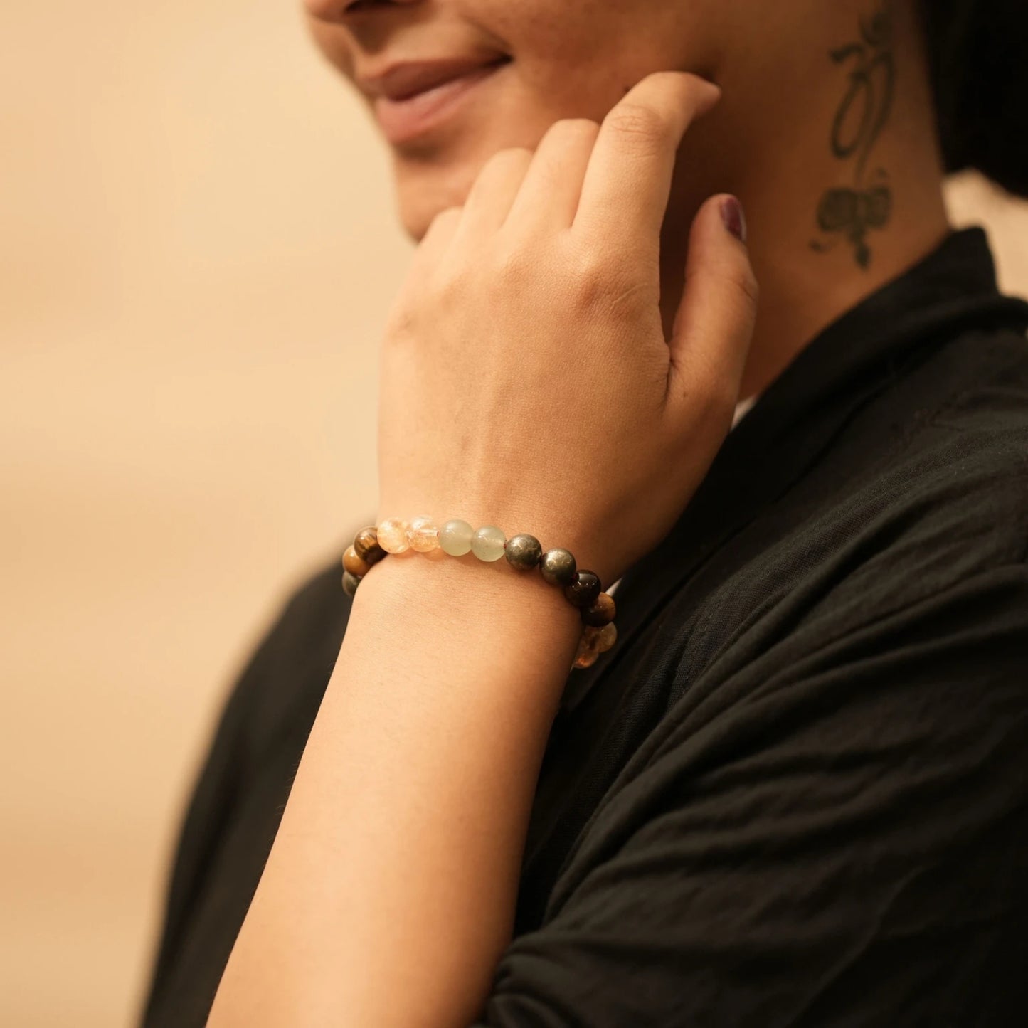 BRAHMAGYAAN 5 Beads Bracelet – Handmade Minimalist Bead Stretch Bracelet for Balance, Style & Everyday Elegance