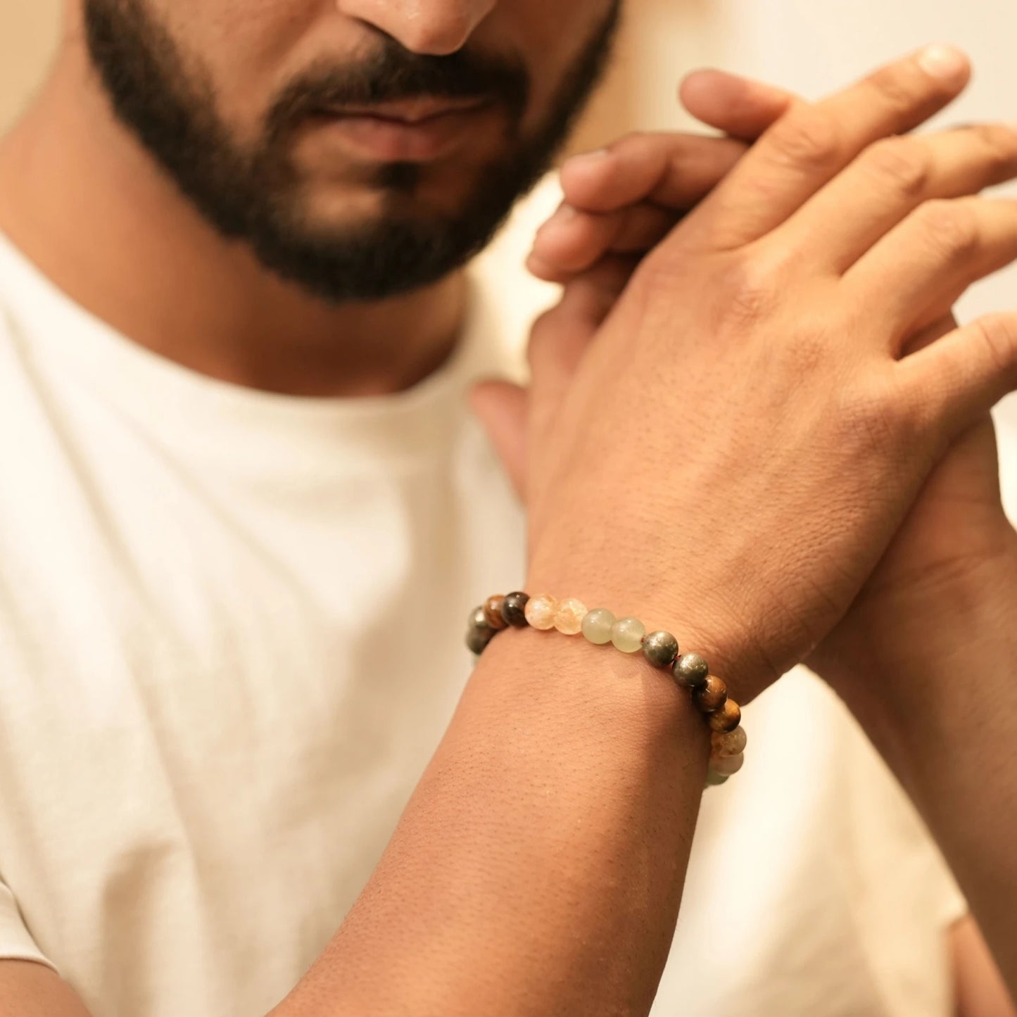 BRAHMAGYAAN 5 Beads Bracelet – Handmade Minimalist Bead Stretch Bracelet for Balance, Style & Everyday Elegance