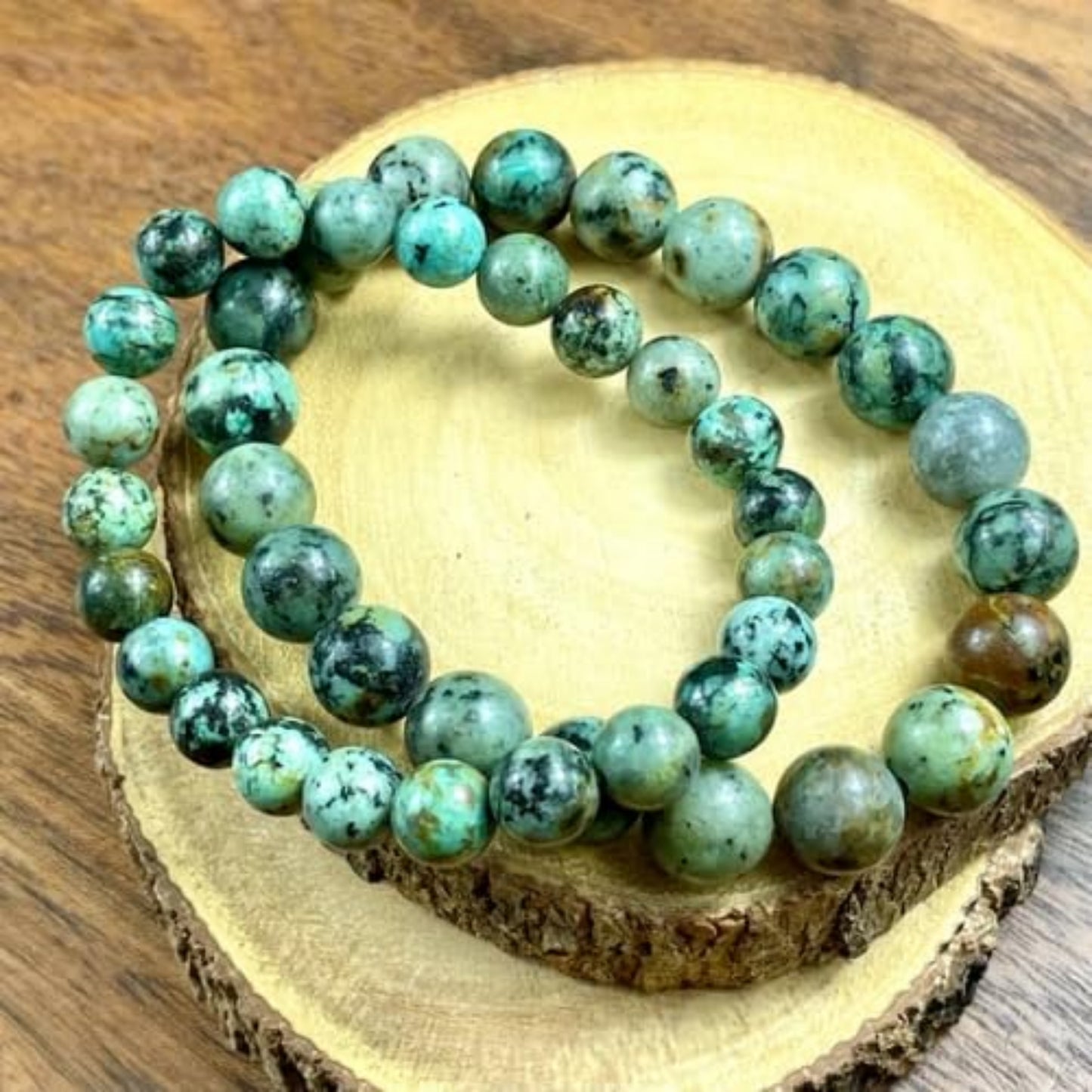 BRAHMAGYAAN Natural African Turquoise Bracelet – Handmade African Turquoise Gemstone Bead Stretch Bracelet for Growth, Transformation & Everyday Elegance