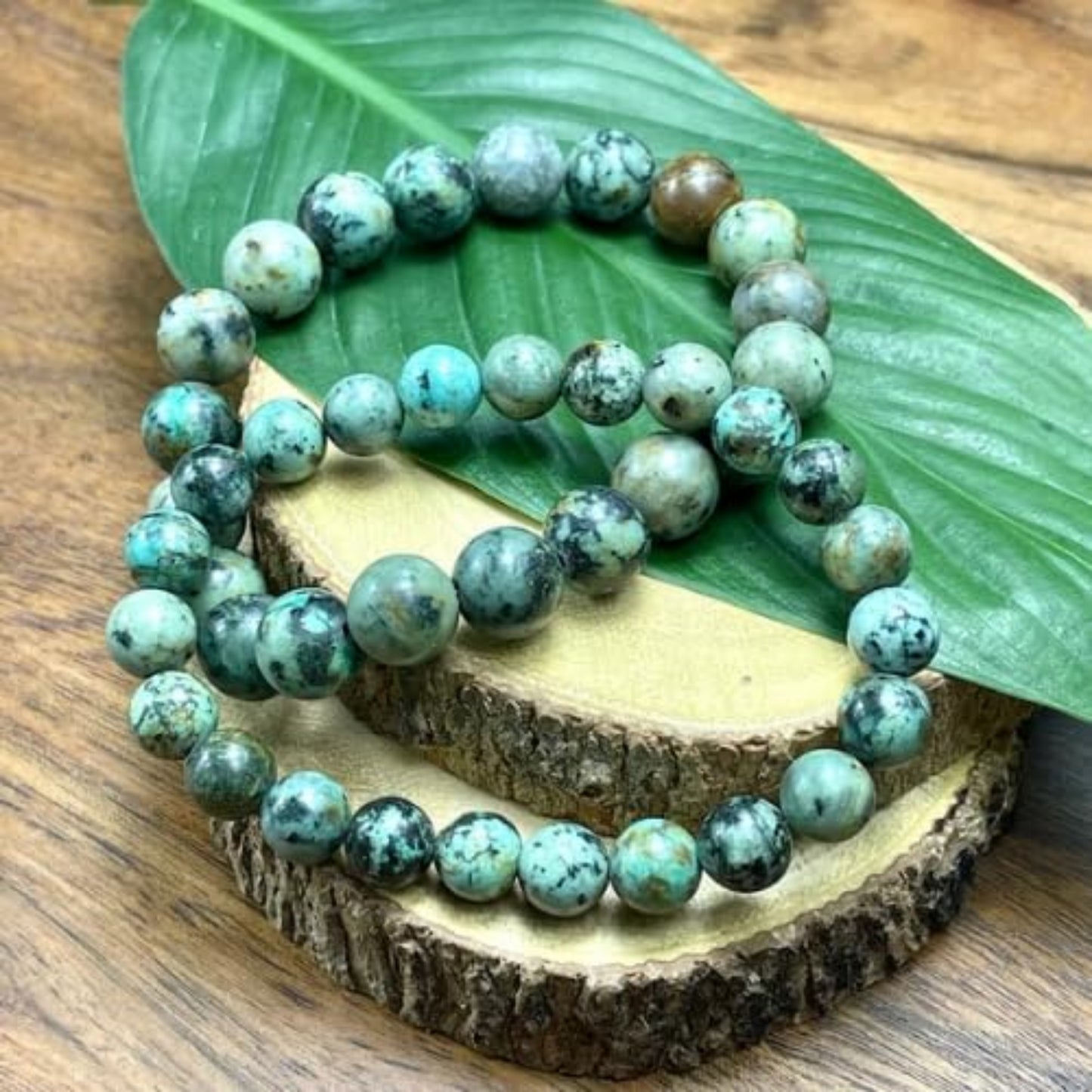 BRAHMAGYAAN Natural African Turquoise Bracelet – Handmade African Turquoise Gemstone Bead Stretch Bracelet for Growth, Transformation & Everyday Elegance
