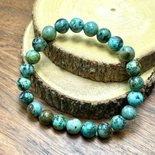 BRAHMAGYAAN Natural African Turquoise Bracelet – Handmade African Turquoise Gemstone Bead Stretch Bracelet for Growth, Transformation & Everyday Elegance