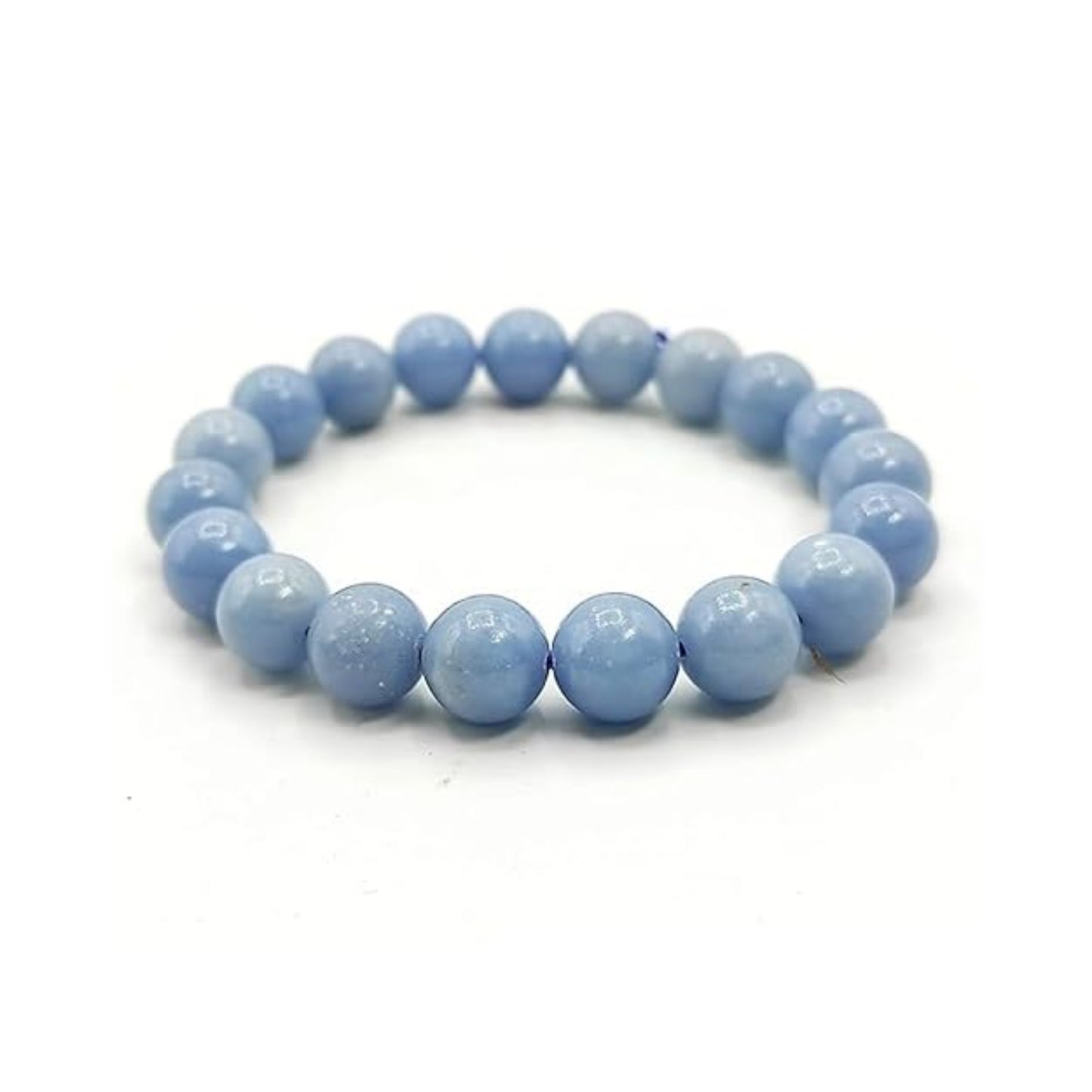BRAHMAGYAAN Natural Angelite Bracelet – Handmade Blue Angelite Gemstone Bead Stretch Bracelet for Peace, Serenity & Everyday Elegance