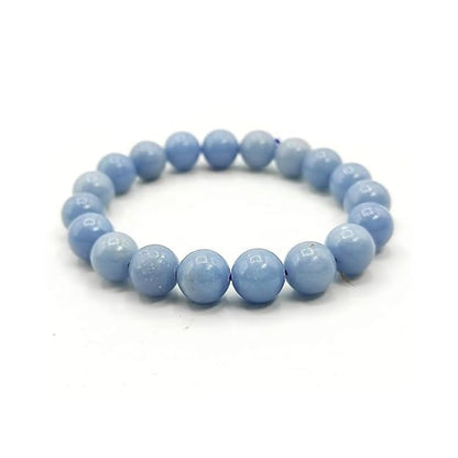 BRAHMAGYAAN Natural Angelite Bracelet – Handmade Blue Angelite Gemstone Bead Stretch Bracelet for Peace, Serenity & Everyday Elegance