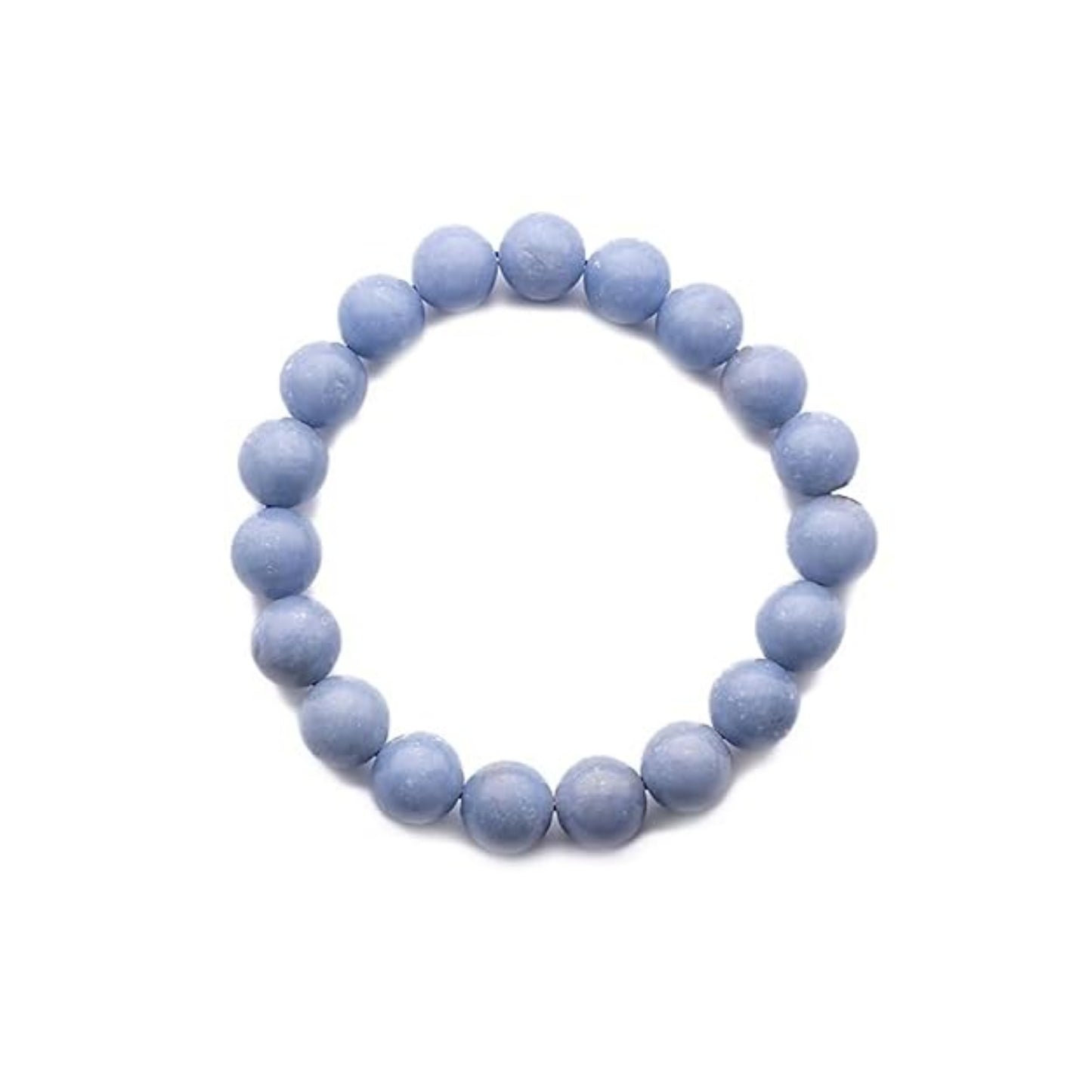 BRAHMAGYAAN Natural Angelite Bracelet – Handmade Blue Angelite Gemstone Bead Stretch Bracelet for Peace, Serenity & Everyday Elegance