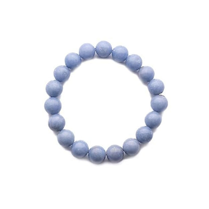 BRAHMAGYAAN Natural Angelite Bracelet – Handmade Blue Angelite Gemstone Bead Stretch Bracelet for Peace, Serenity & Everyday Elegance