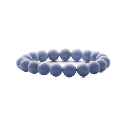 BRAHMAGYAAN Natural Angelite Bracelet – Handmade Blue Angelite Gemstone Bead Stretch Bracelet for Peace, Serenity & Everyday Elegance
