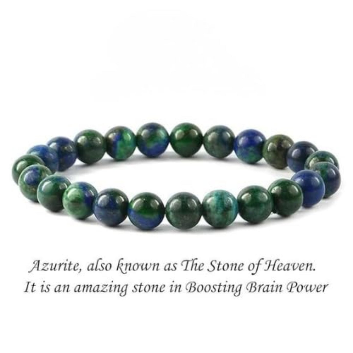 BRAHMAGYAAN Natural Azurite Bracelet – Handmade Azurite Gemstone Bead Stretch Bracelet for Wisdom, Clarity & Everyday Elegance