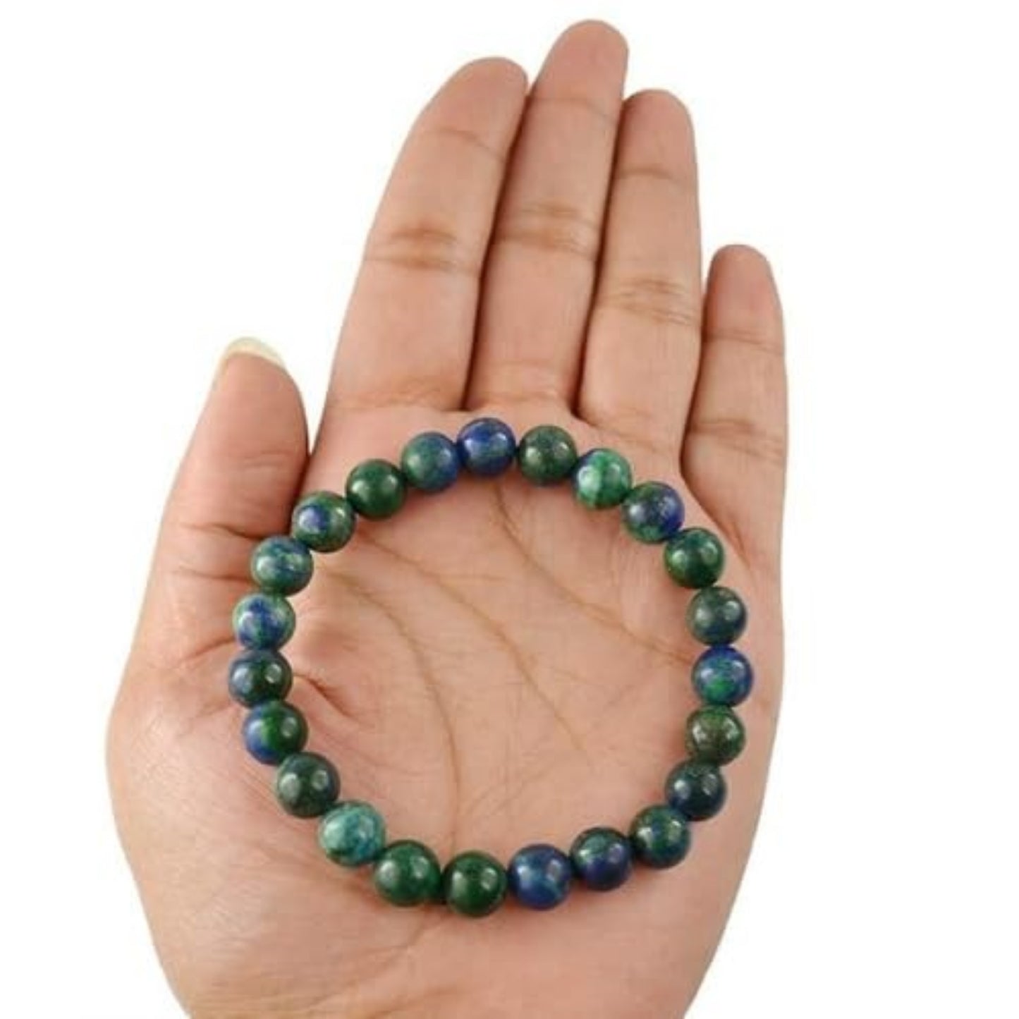 BRAHMAGYAAN Natural Azurite Bracelet – Handmade Azurite Gemstone Bead Stretch Bracelet for Wisdom, Clarity & Everyday Elegance