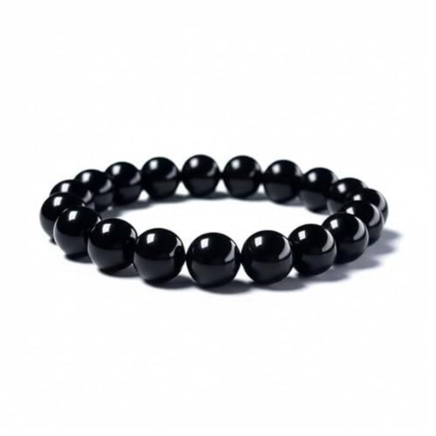 BRAHMAGYAAN Natural Black Obsidian Bracelet – Handmade Black Obsidian Gemstone Bead Stretch Bracelet for Protection, Strength & Everyday Elegance