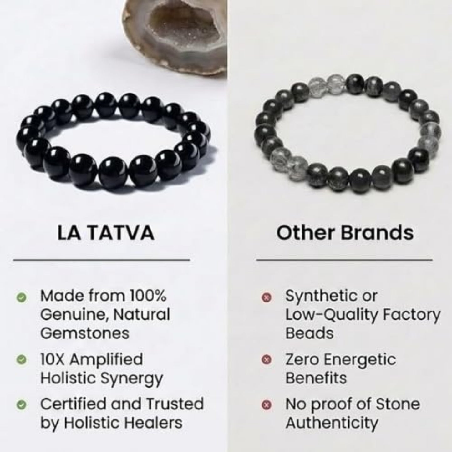 BRAHMAGYAAN Natural Black Obsidian Bracelet – Handmade Black Obsidian Gemstone Bead Stretch Bracelet for Protection, Strength & Everyday Elegance