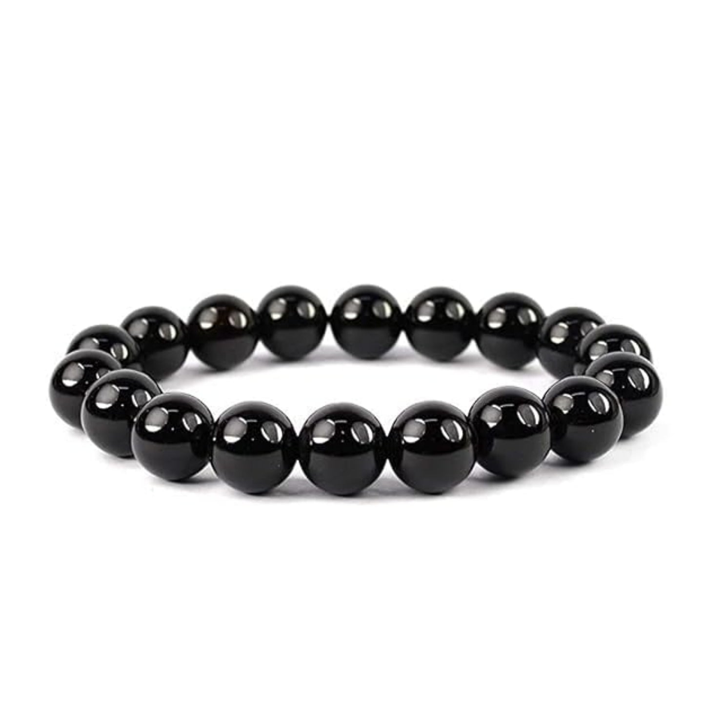BRAHMAGYAAN Natural Black Onyx Bracelet – Handmade Black Onyx Gemstone Bead Stretch Bracelet for Strength, Confidence & Everyday Elegance