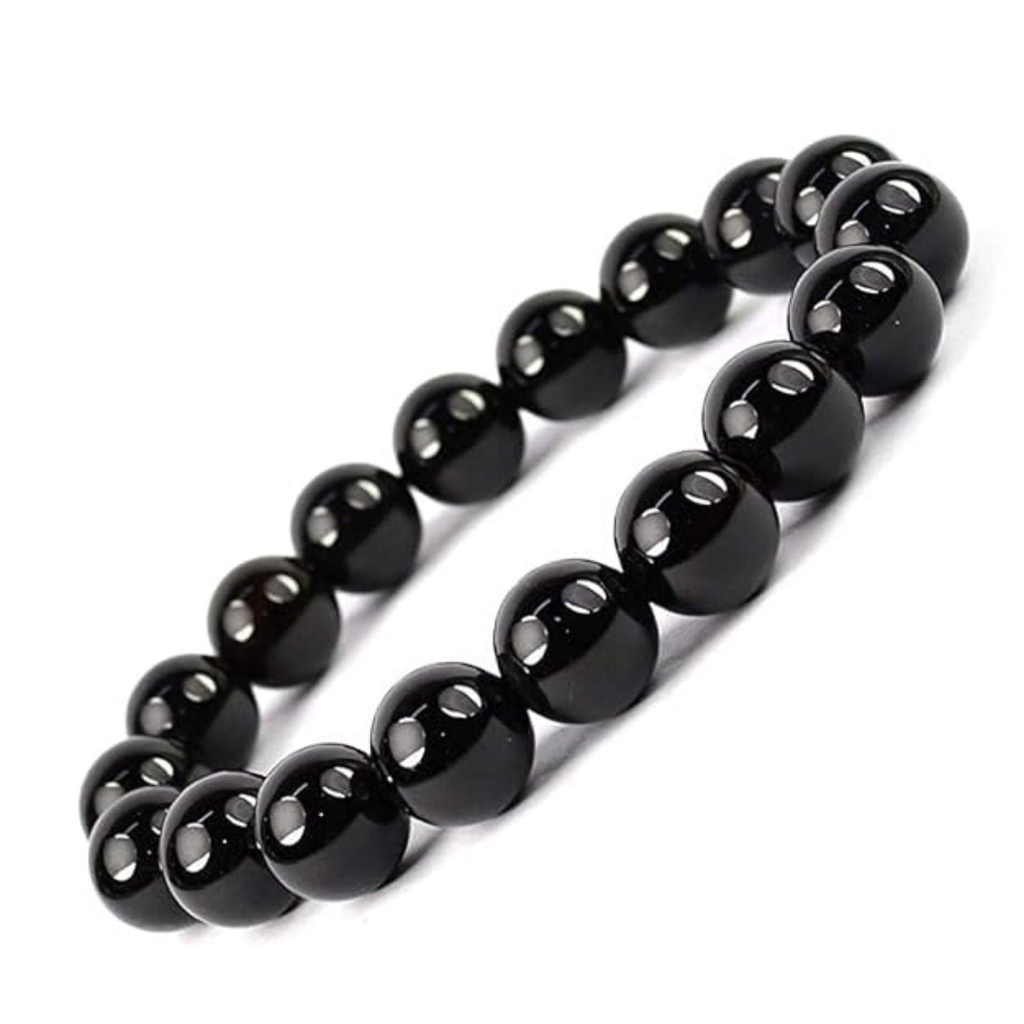 BRAHMAGYAAN Natural Black Onyx Bracelet – Handmade Black Onyx Gemstone Bead Stretch Bracelet for Strength, Confidence & Everyday Elegance