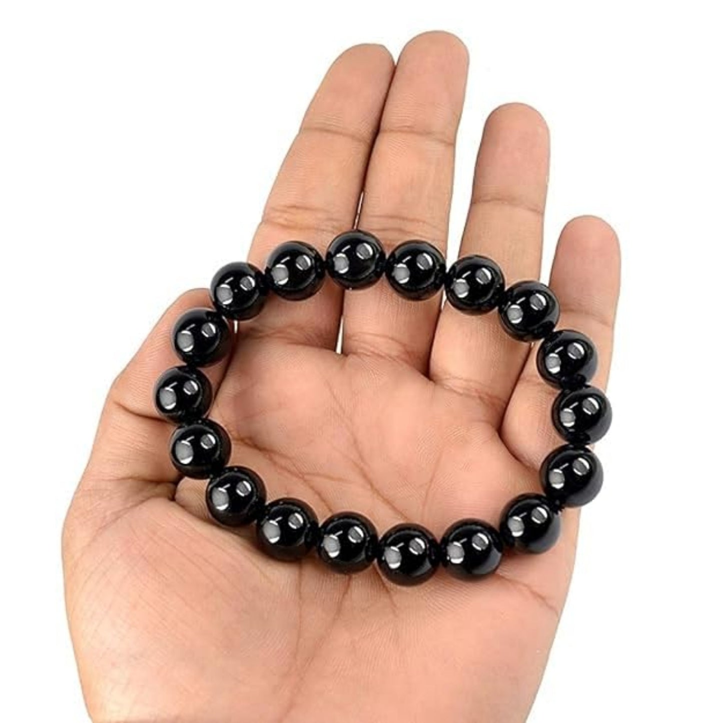 BRAHMAGYAAN Natural Black Onyx Bracelet – Handmade Black Onyx Gemstone Bead Stretch Bracelet for Strength, Confidence & Everyday Elegance