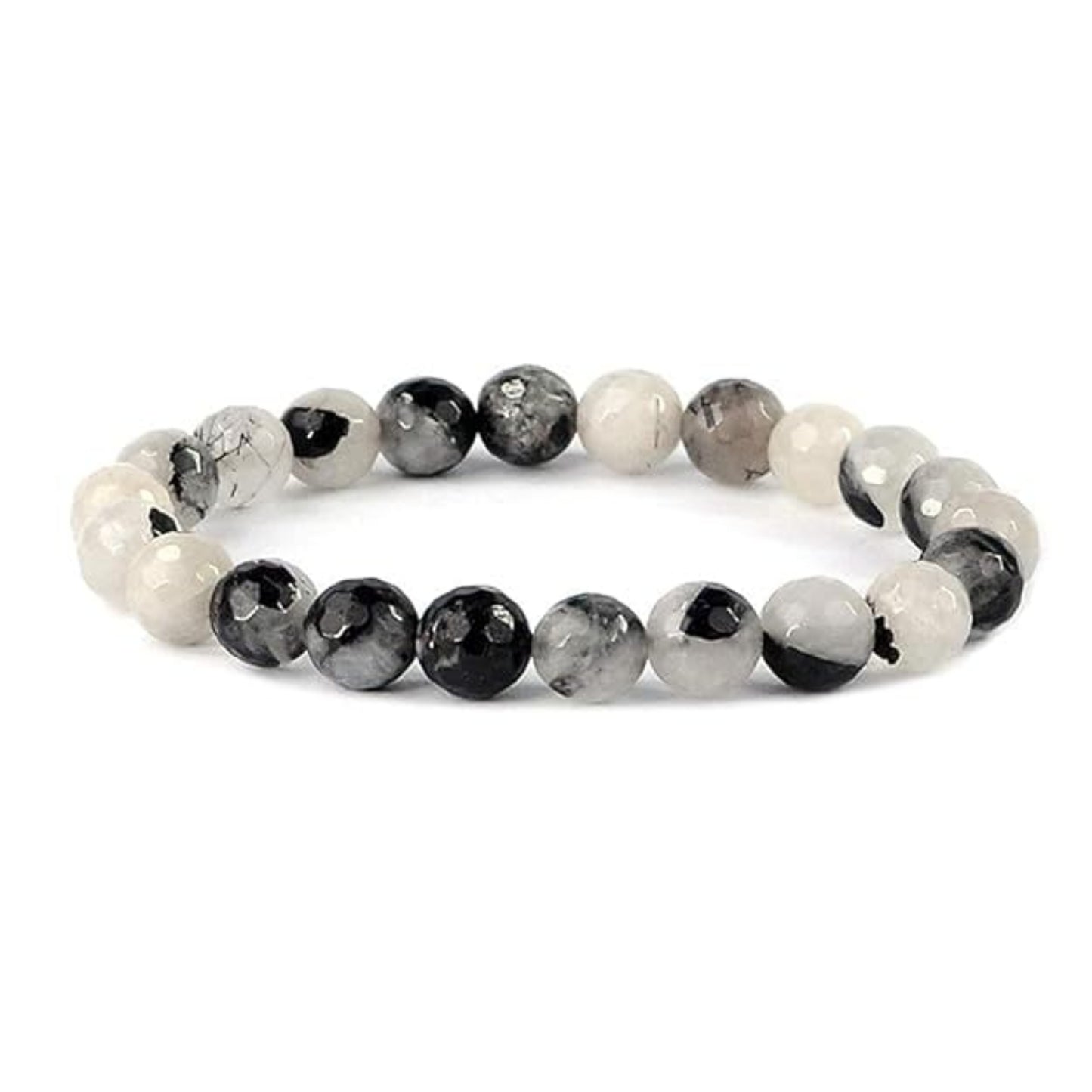 BRAHMAGYAAN Natural Black Rutilated Quartz Bracelet – Handmade Black Rutilated Quartz Gemstone Bead Stretch Bracelet for Clarity, Protection & Everyday Elegance