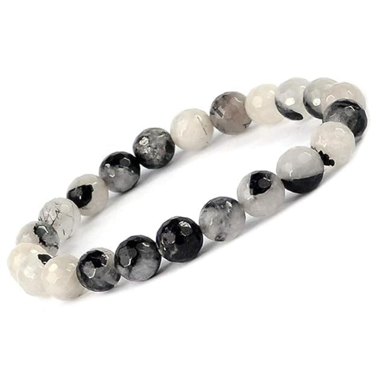 BRAHMAGYAAN Natural Black Rutilated Quartz Bracelet – Handmade Black Rutilated Quartz Gemstone Bead Stretch Bracelet for Clarity, Protection & Everyday Elegance