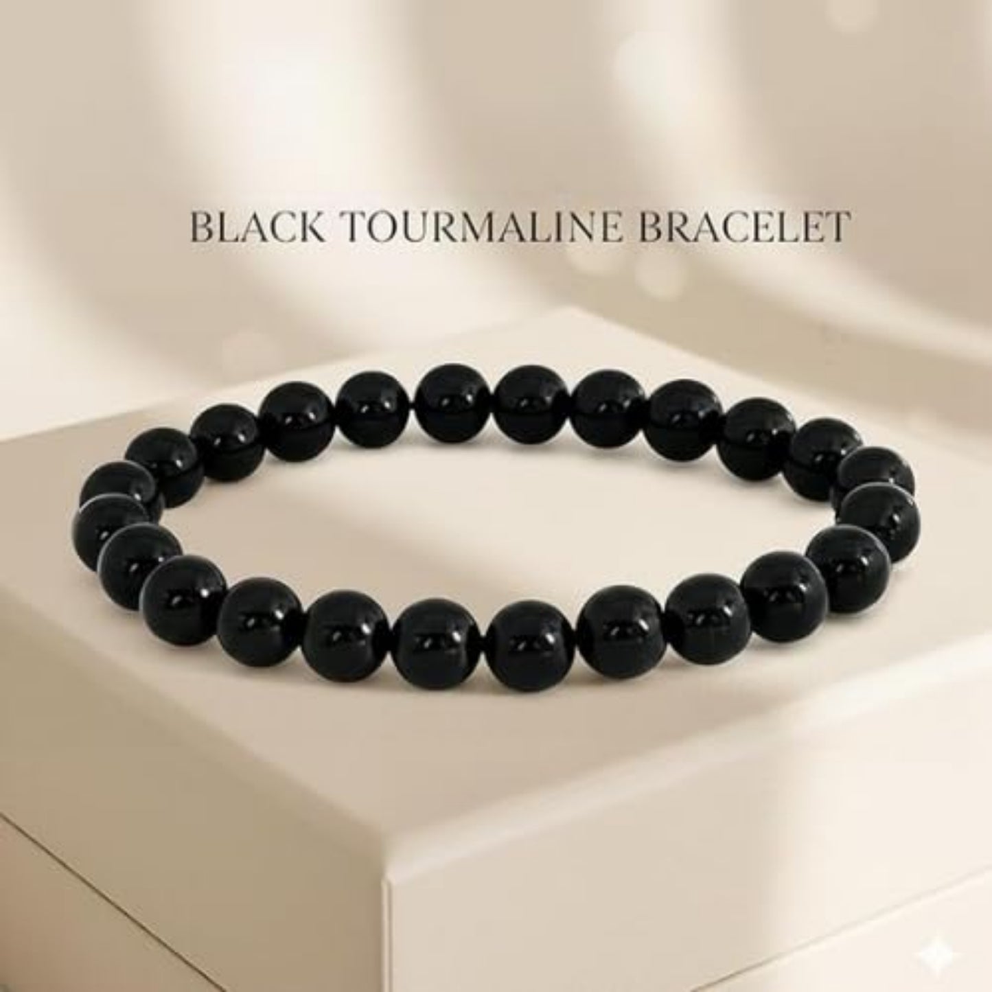BRAHMAGYAAN Natural Black Tourmaline Bracelet – Handmade Black Gemstone Bead Stretch Bracelet for Protection, Grounding & Everyday Wear