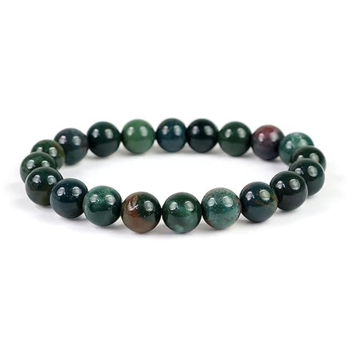 BRAHMAGYAAN Natural Bloodstone Bracelet – Handmade Bloodstone Gemstone Bead Stretch Bracelet for Strength, Courage & Everyday Elegance
