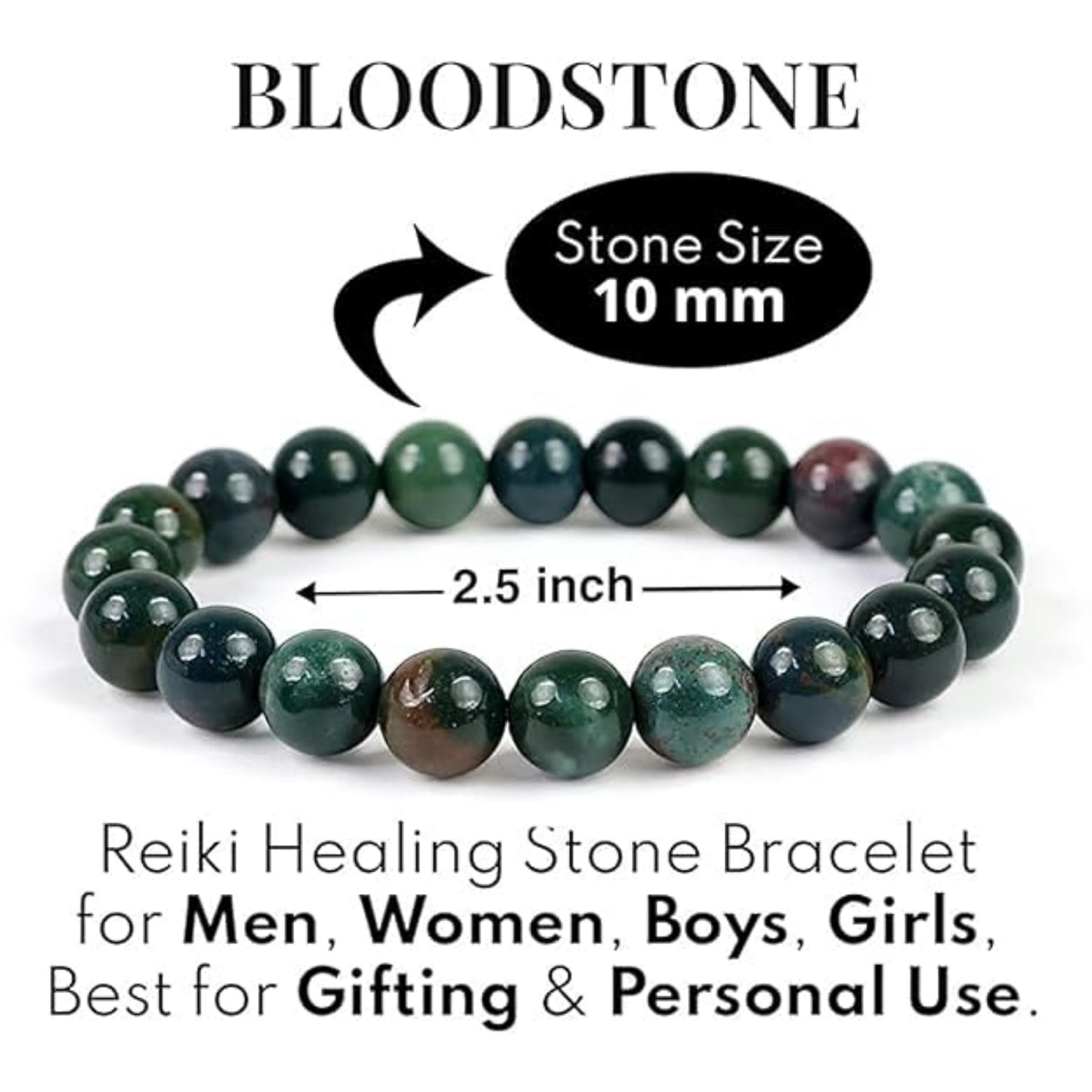 BRAHMAGYAAN Natural Bloodstone Bracelet – Handmade Bloodstone Gemstone Bead Stretch Bracelet for Strength, Courage & Everyday Elegance