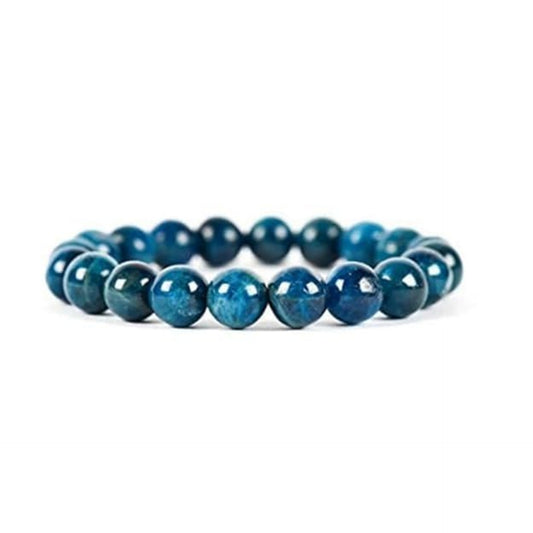 BRAHMAGYAAN Natural Blue Apatite Bracelet – Handmade Blue Apatite Gemstone Bead Stretch Bracelet for Clarity, Motivation & Everyday Elegance