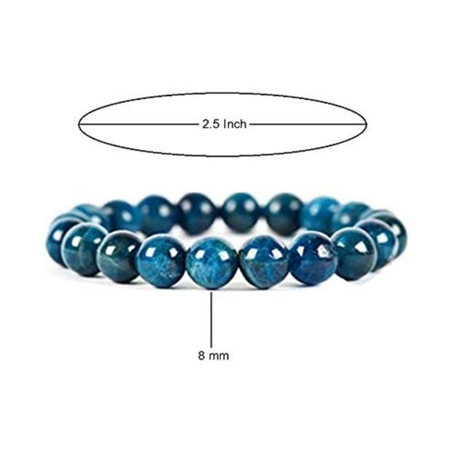 BRAHMAGYAAN Natural Blue Apatite Bracelet – Handmade Blue Apatite Gemstone Bead Stretch Bracelet for Clarity, Motivation & Everyday Elegance