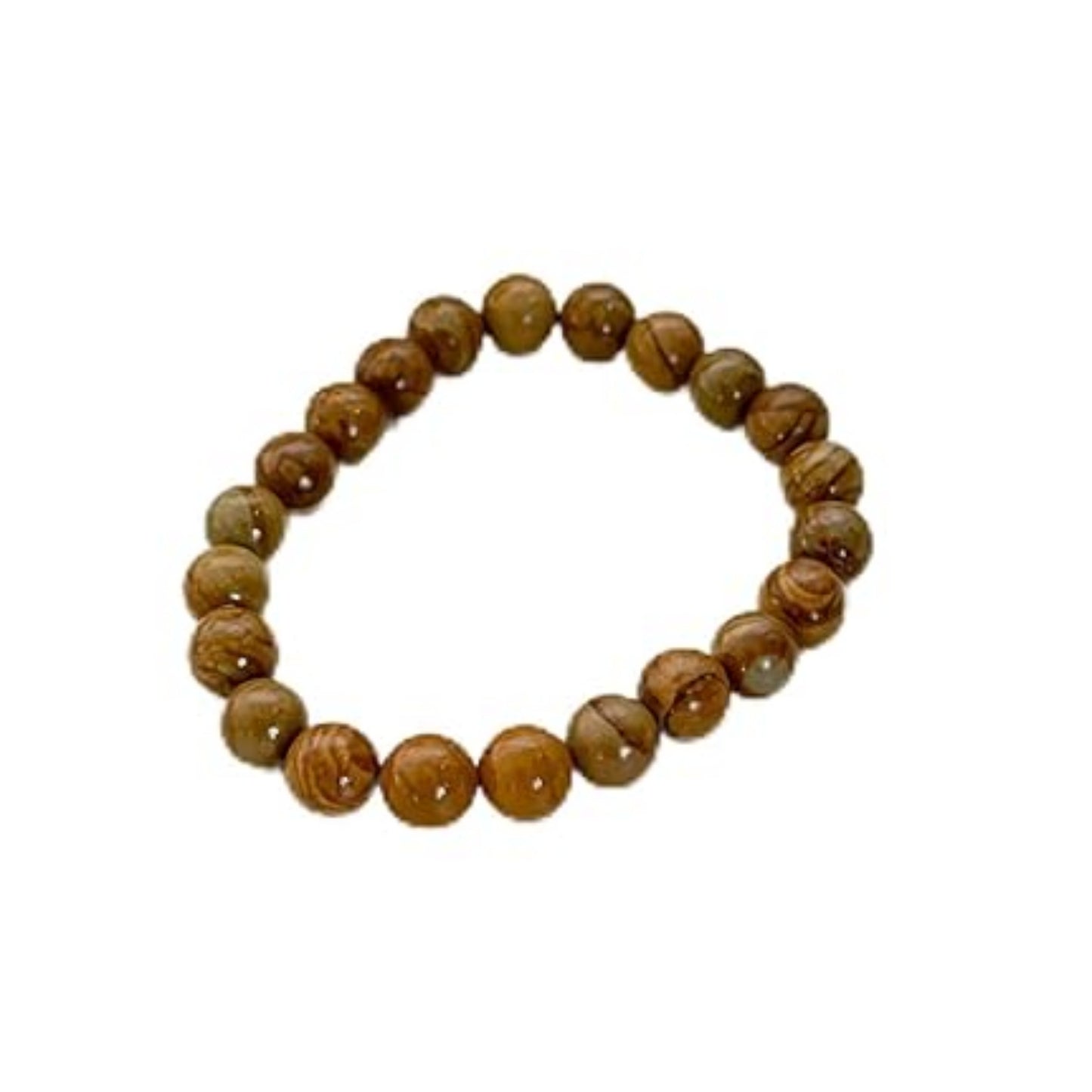 BRAHMAGYAAN Natural Camel Jasper Bracelet – Handmade Earth-Tone Jasper Gemstone Bead Stretch Bracelet for Stability, Strength & Everyday Elegance