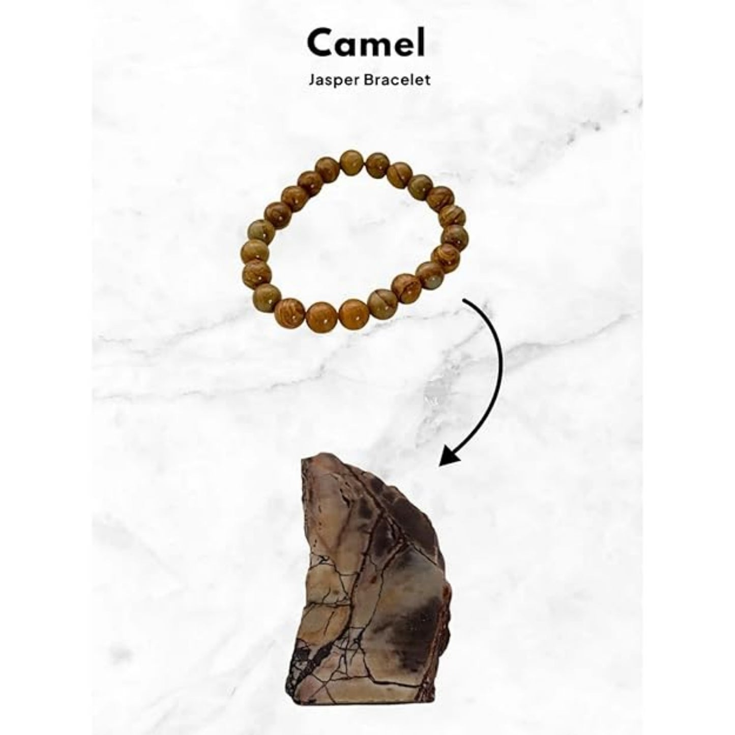 BRAHMAGYAAN Natural Camel Jasper Bracelet – Handmade Earth-Tone Jasper Gemstone Bead Stretch Bracelet for Stability, Strength & Everyday Elegance