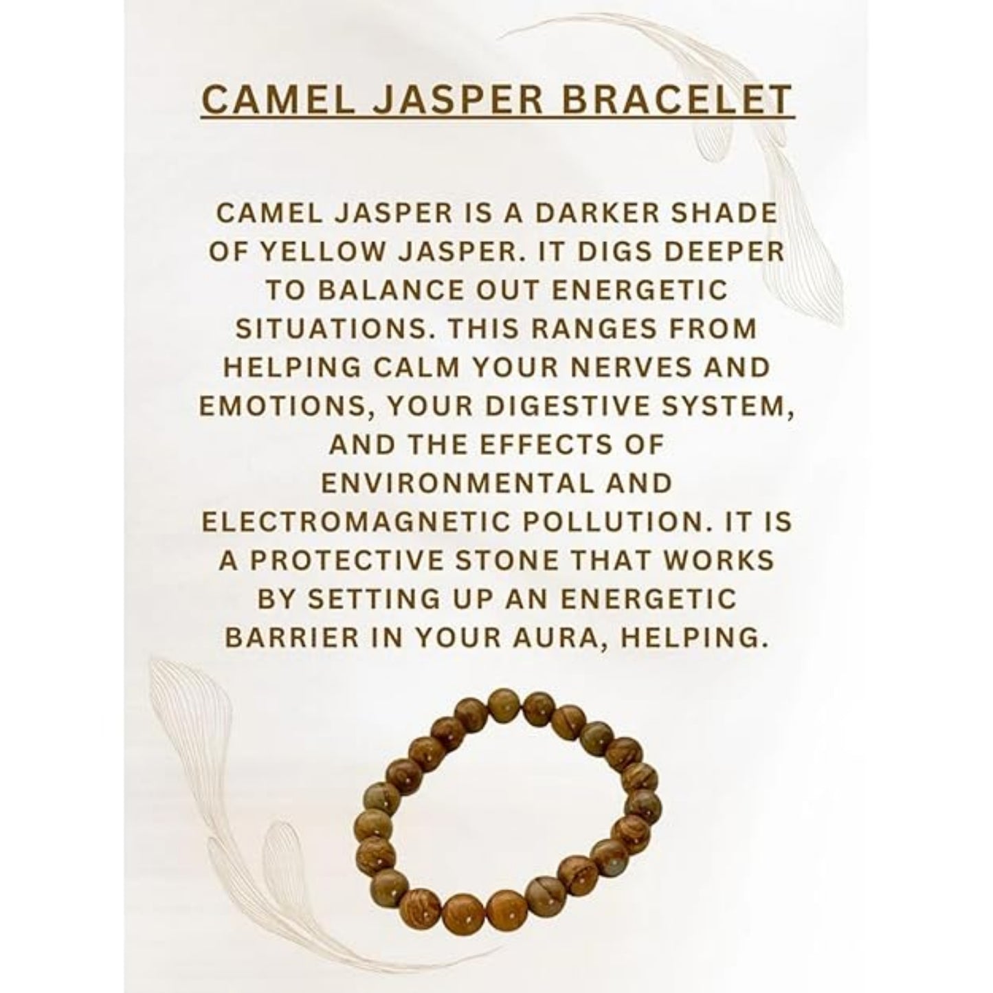 BRAHMAGYAAN Natural Camel Jasper Bracelet – Handmade Earth-Tone Jasper Gemstone Bead Stretch Bracelet for Stability, Strength & Everyday Elegance