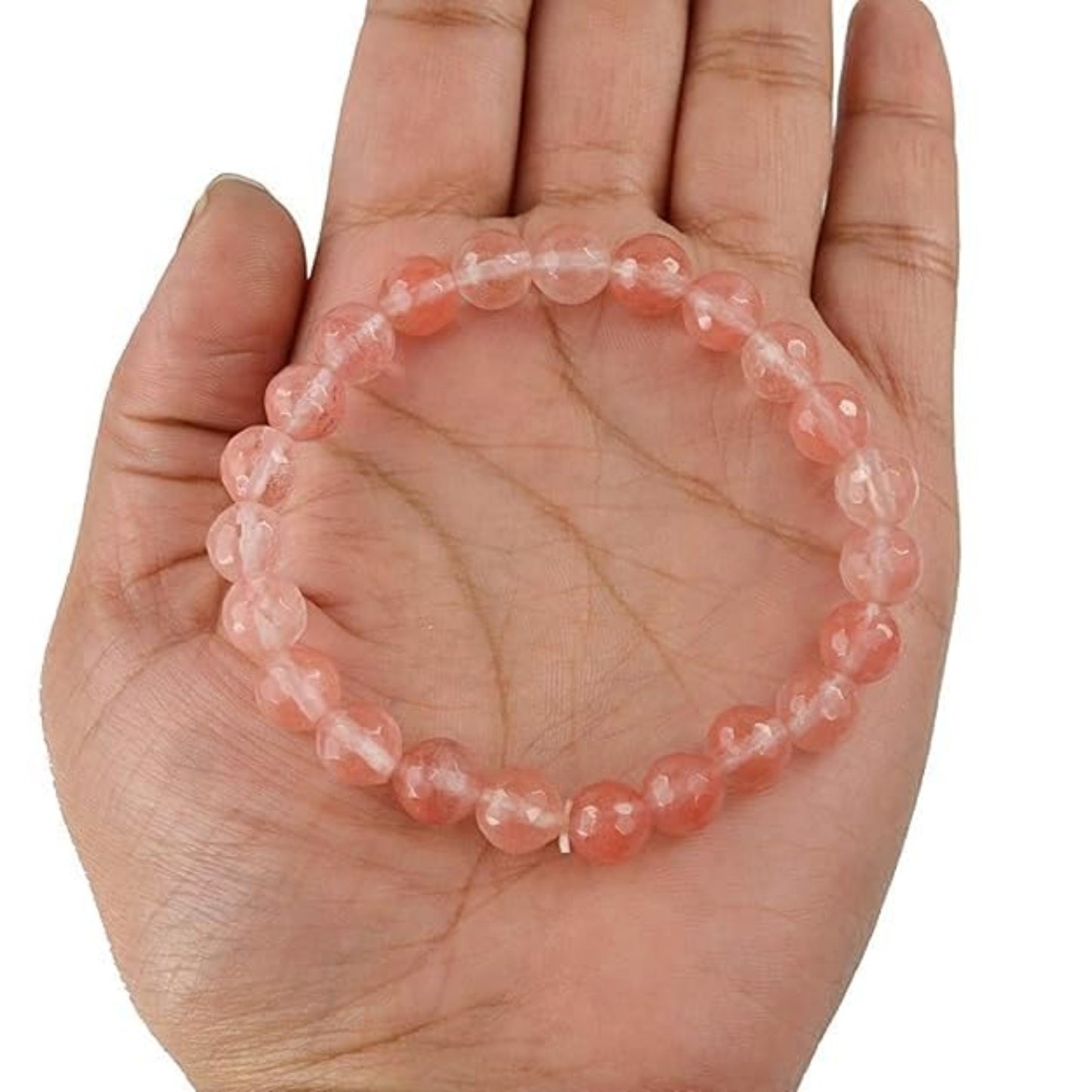 BRAHMAGYAAN Natural Cherry Quartz Bracelet – Handmade Pink Gemstone Bead Stretch Bracelet for Positivity, Joy & Everyday Elegance