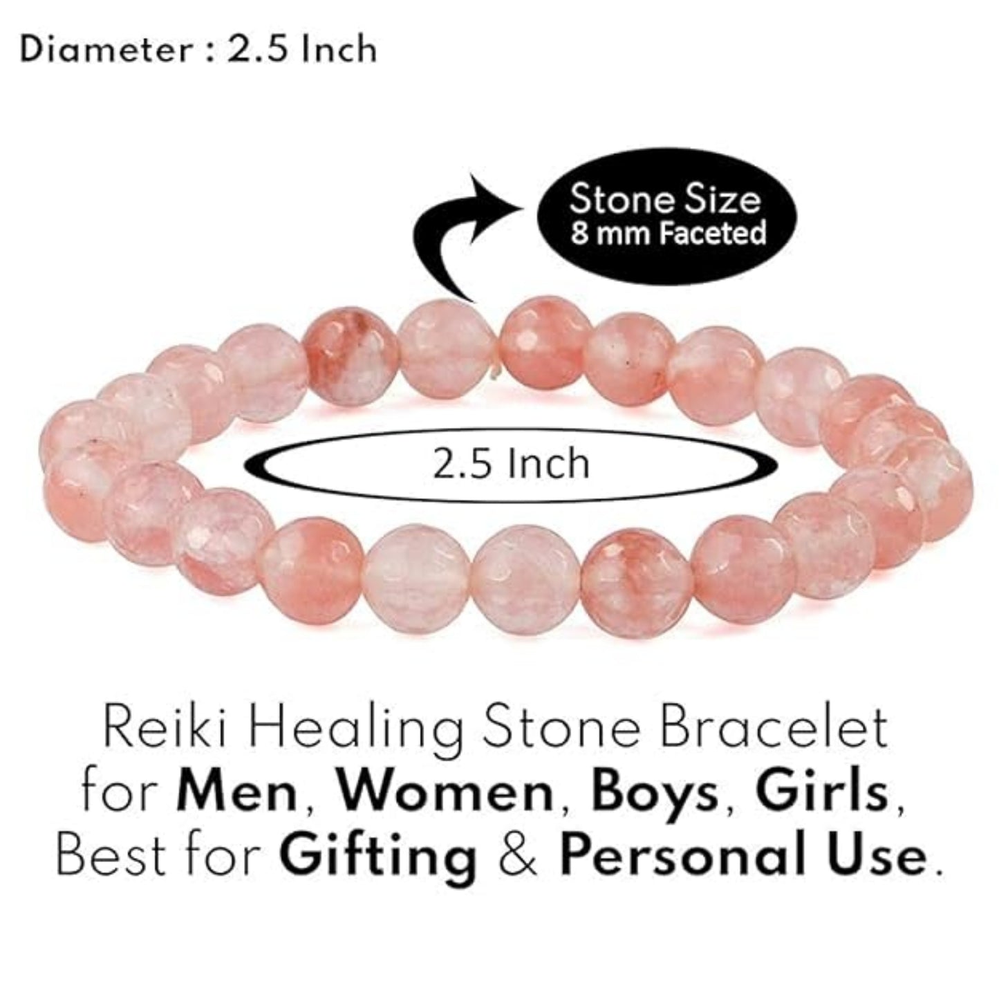 BRAHMAGYAAN Natural Cherry Quartz Bracelet – Handmade Pink Gemstone Bead Stretch Bracelet for Positivity, Joy & Everyday Elegance