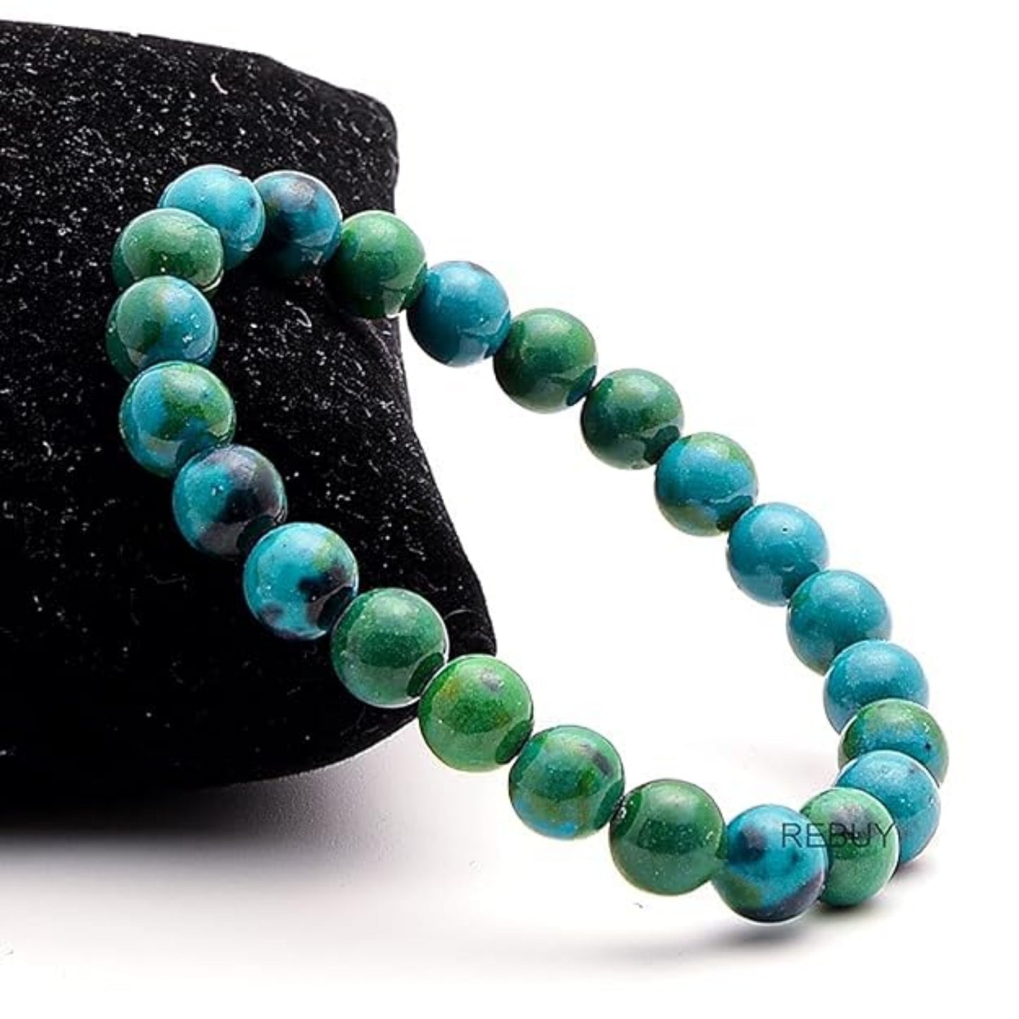 BRAHMAGYAAN Natural Chrysocolla Bracelet – Handmade Blue Green Gemstone Bead Stretch Bracelet for Harmony, Communication & Everyday Elegance