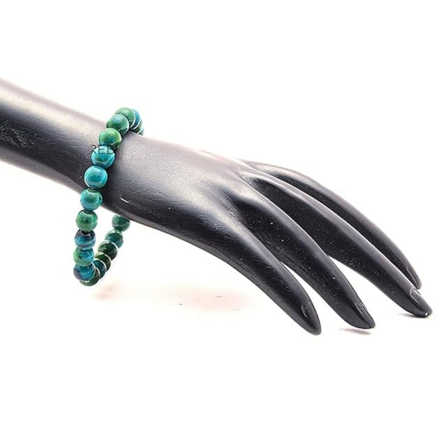 BRAHMAGYAAN Natural Chrysocolla Bracelet – Handmade Blue Green Gemstone Bead Stretch Bracelet for Harmony, Communication & Everyday Elegance