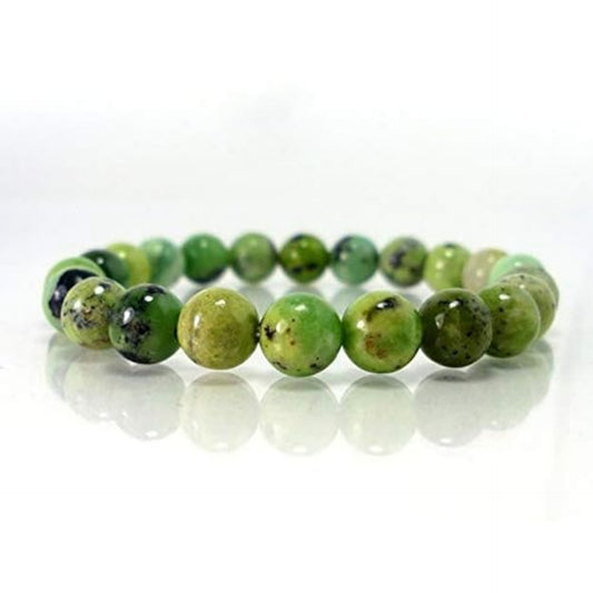 BRAHMAGYAAN Natural Chrysoprase Bracelet – Handmade Green Gemstone Bead Stretch Bracelet for Positivity, Growth & Everyday Elegance
